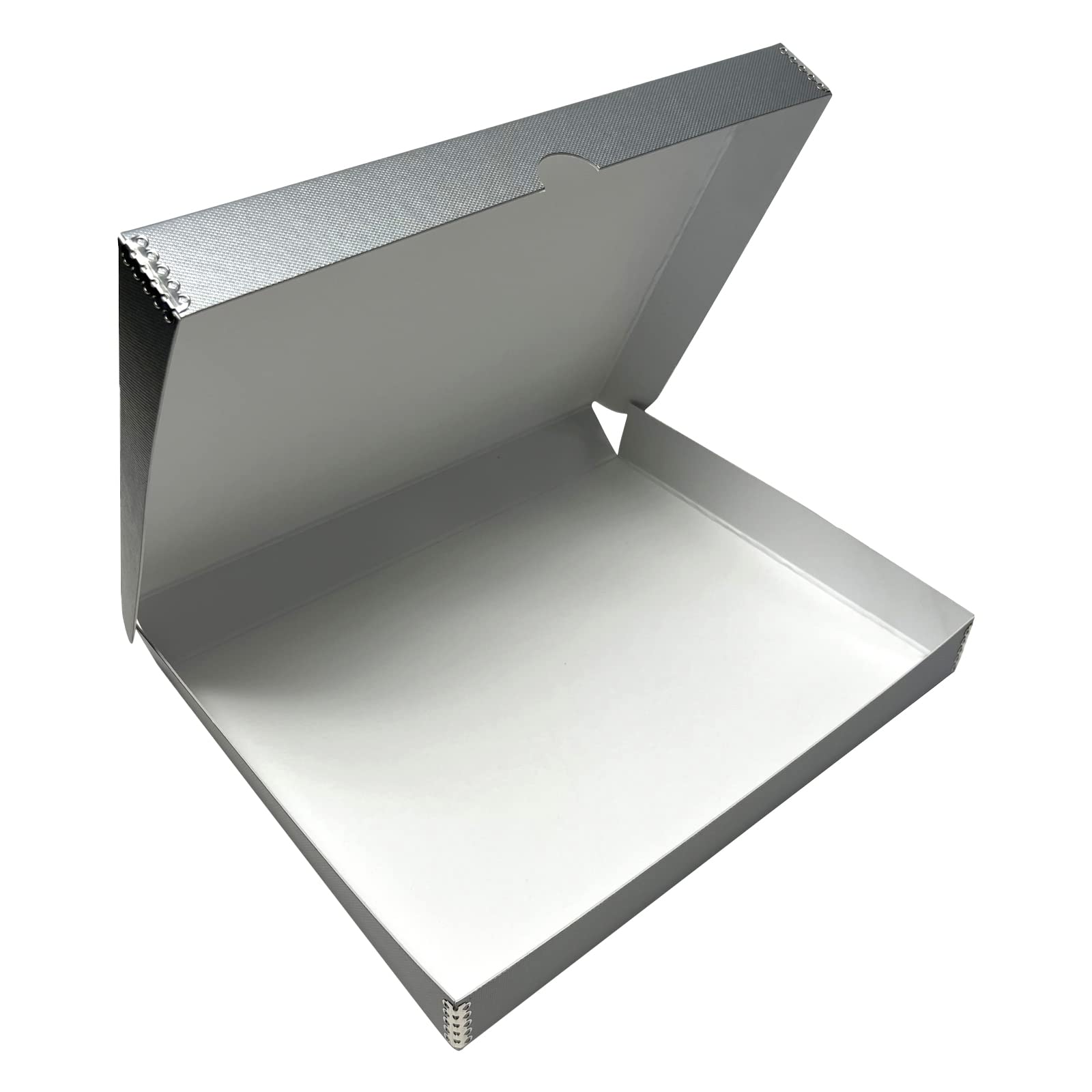 Lineco Folio Storage Box, Clamshell Design With Metal Edge. 11.5X14.5X1.75, Archival Boxboard, Organize And Preserve Photos, Prints, Cards, Magazines, Documents, Art, Ephemera, Family Records, Silver