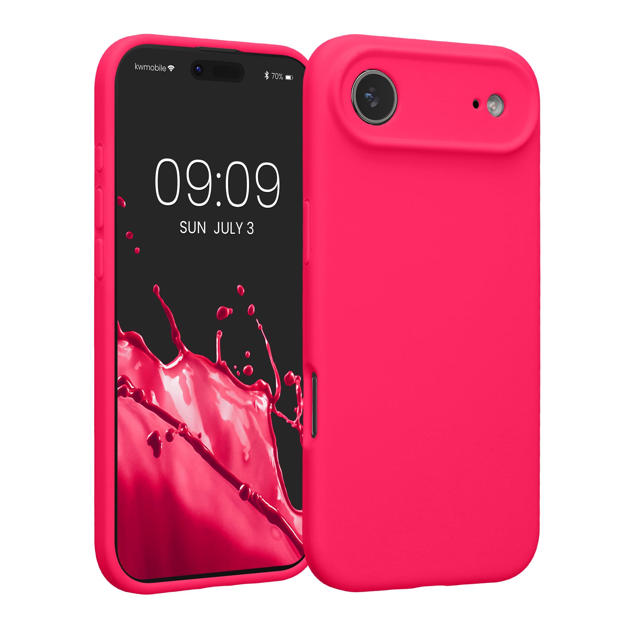 kwmobile Case Compatible with Apple iPhone Air Case - Slim TPU Silicone Phone Cover - Soft Touch Finish - Neon Pink
