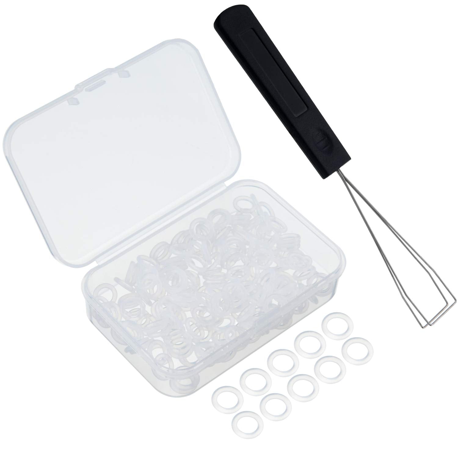 Fiada Keyboard Puller Keycap Removal Tool and 200 Pcs Rubber O-Ring Dampeners Plumbing Rubber O-Ring Seal for Switch and Mechani