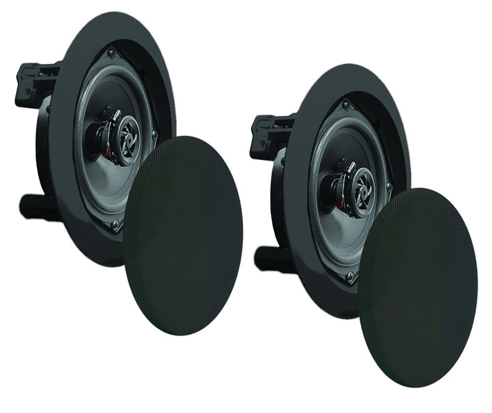 Pyle Ceiling Wall Mount Speakers   5.25    Pair Of 2 Way Midbass Woofer Speaker 1'' Polymer Dome Tweeter Flush Design W/ 80Hz