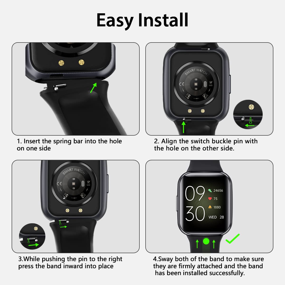 Walkerfit Smart Watch Band Compatible With Molocy Q23 Watch,Jugeman 1.69Inch Q23 Smartwatches Q23 Sport Bands 42Mm, Soft Silicon