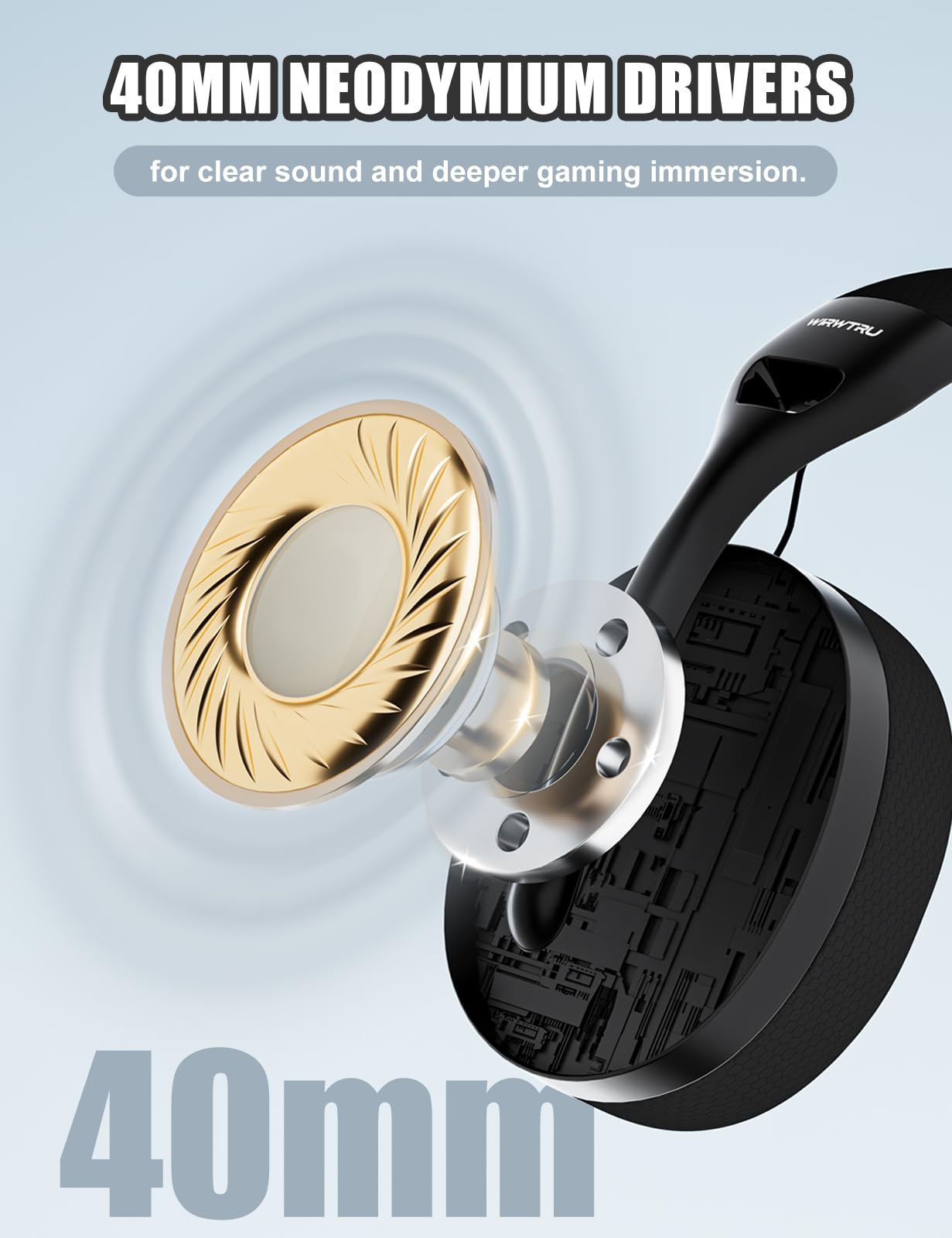 Wirwtru S30 Gaming Headset With Microphone,198G Lightweight Design, Gaming Headphones For Xbox, Xbox Series X|S, Ps5, Ps4,Switch