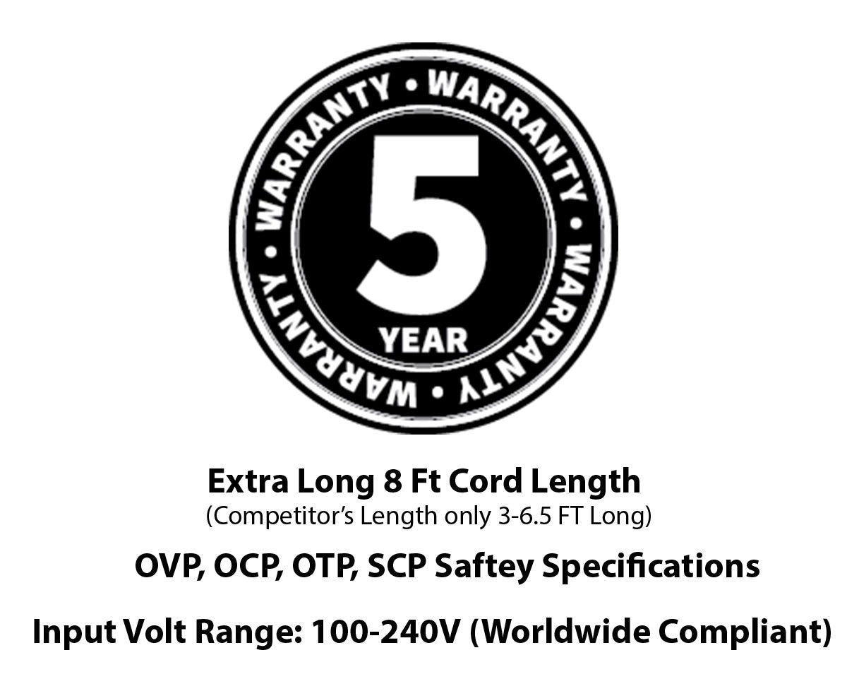 Omnihil 8 Feet Ac/Dc Power Adapter Compatible With Pioneer Dj Player Controller Xdj 700, Ddj Wego3 W, Xdj Aero, Toraiz Sp 16