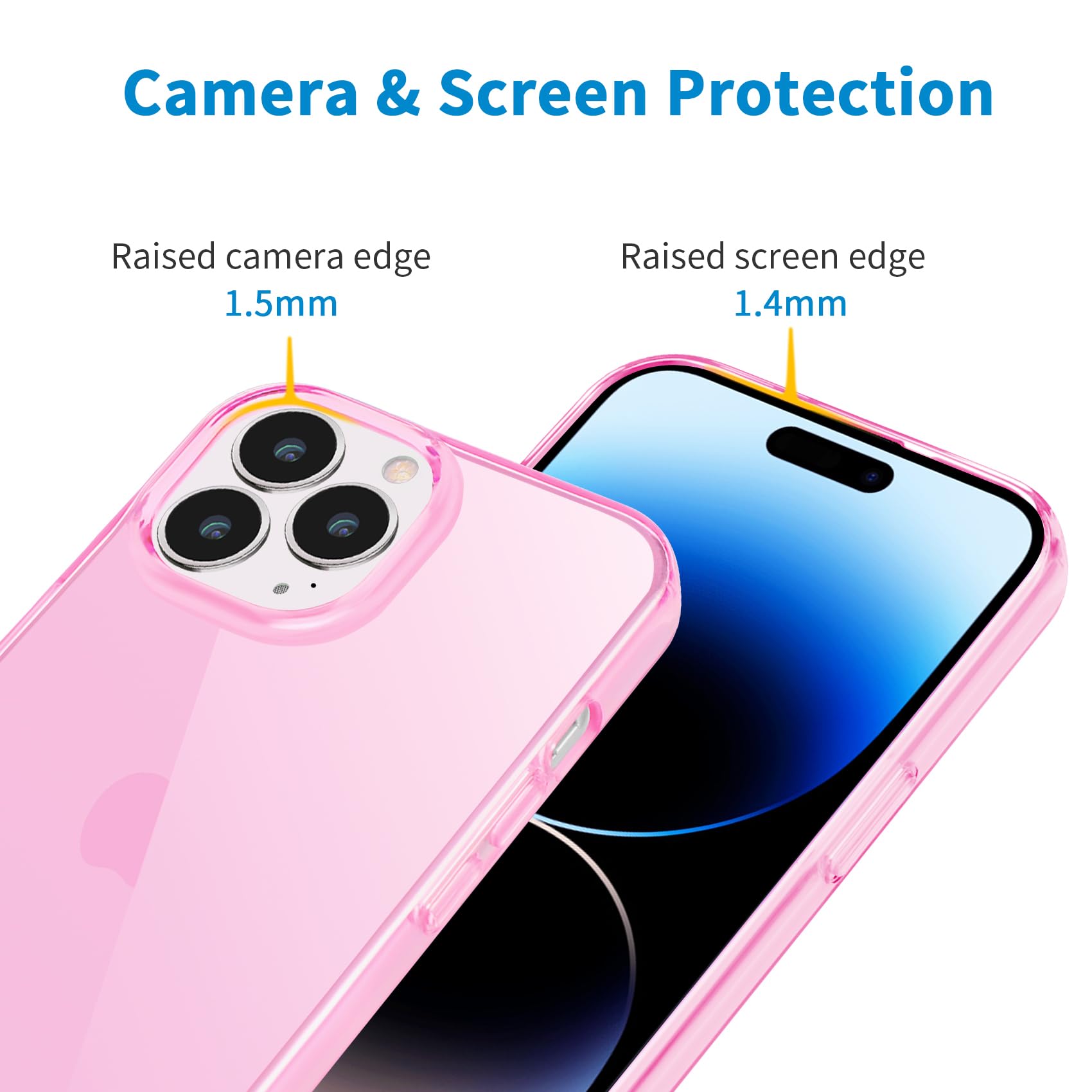 JJGoo iPhone 14 Pro Max Phone Case Clear Shockproof Slim TPU Pink 6.7-inch