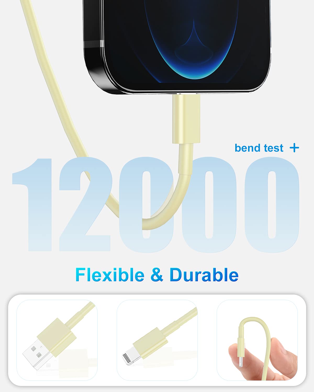 4 Pack [Apple Mfi Certified] Apple Charging Cables 6Ft, Iphone Chargers Lightning Cable 6 Foot, Fast Iphone Charging Cord For Iphone 14/14Pro/13/13Pro/12/11/11Pro/11Max/ X/Xs/Xr/Xs Max/8, Ipad(Yellow)