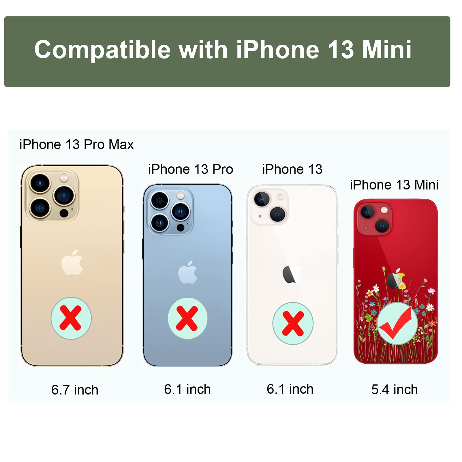 Unov iPhone 13 Mini Case Slim Protective Embossed TPU Flower Bouquet
