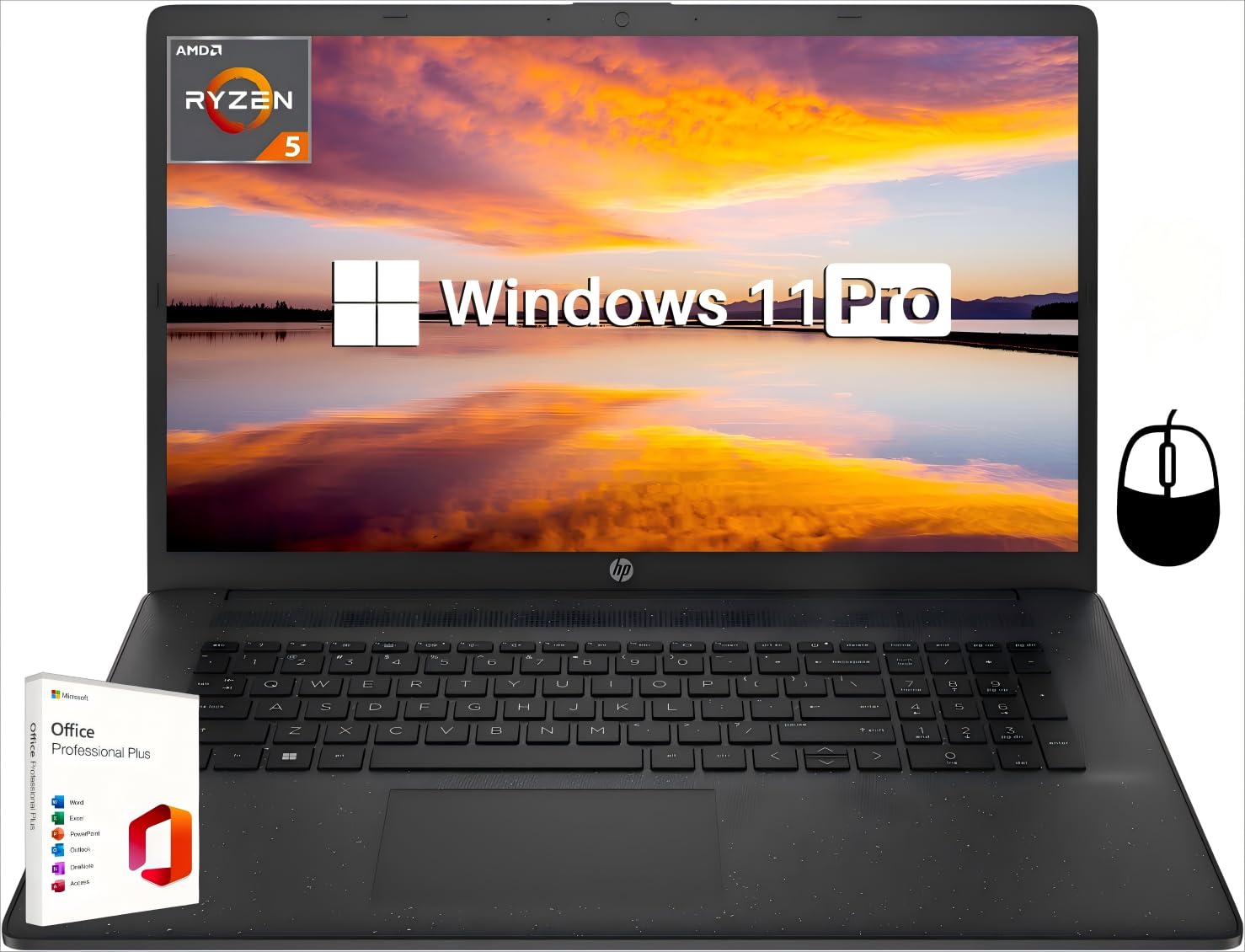 HP 17 inch Laptop for Business & Students, 17.3 HD+ Display, 16 GB RAM, 512 GB SSD, AMD Ryzen 5 7530U(6-Core), Wi-Fi 6, Webcam, 