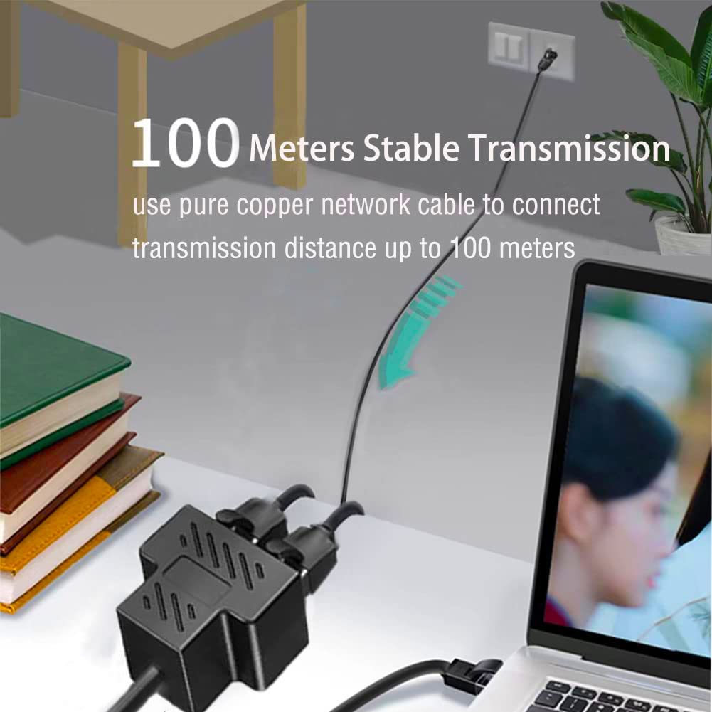 Ethernet Splitter 1 To 2 Rj45 Network Adapter, Suitable For Computer/Router/Network Box With Rj45 Interface, Compatible With Cat