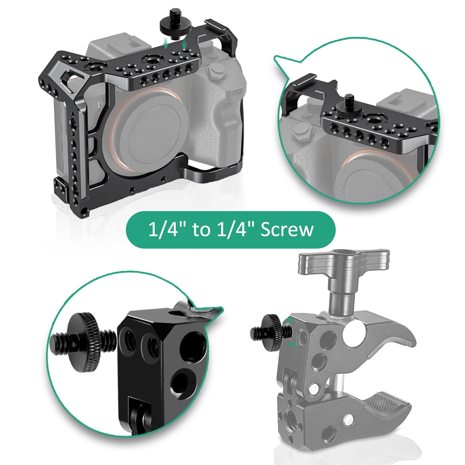 Rigych Threaded Tripod Screw Adapter 1/4 Male To 1/4 Male Camera Mount Screw For Camera Cage Camera Shoulder Mount Dslr Mic Stan