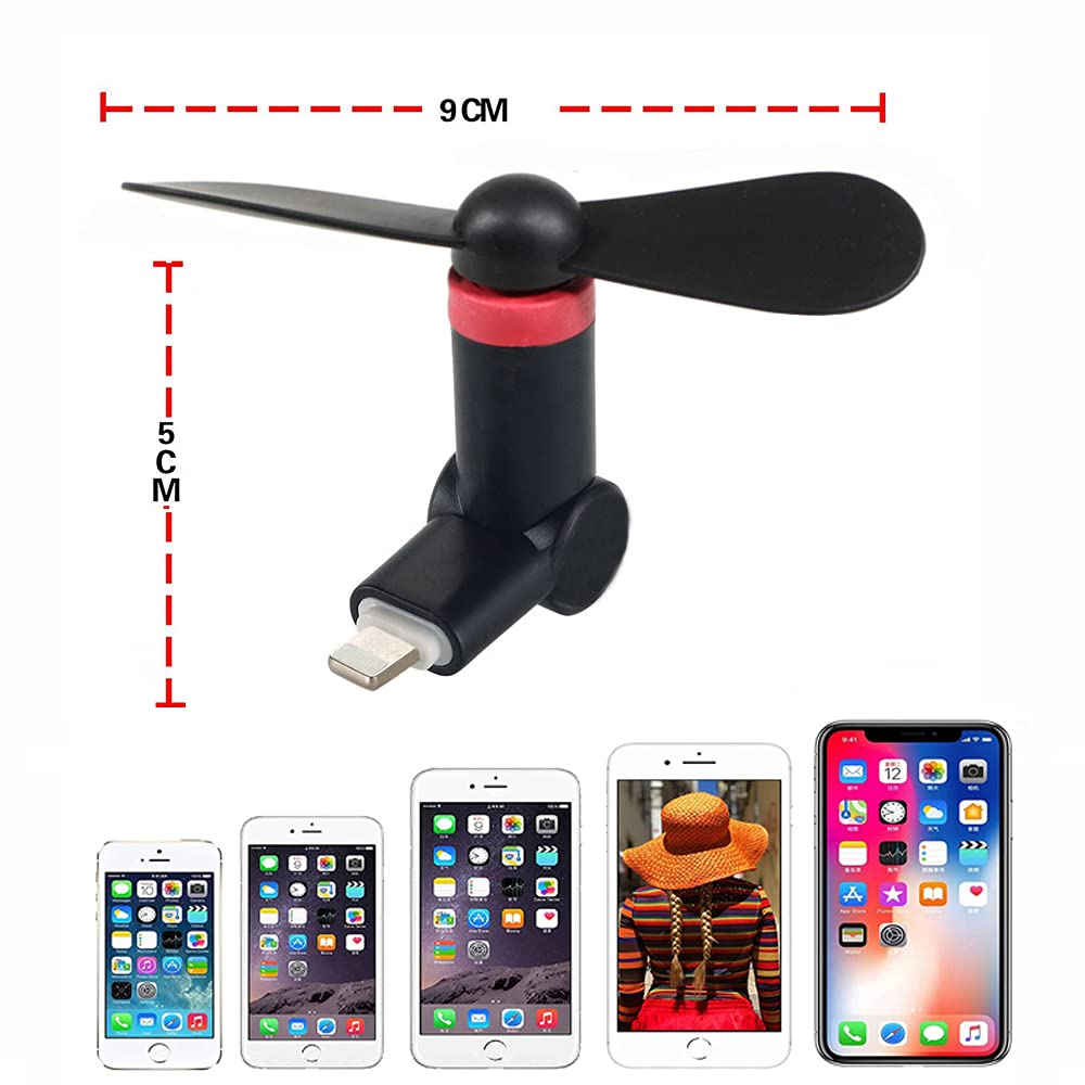 Wuedozue Mini Portable Phone Fan 180 Rotating EVA Black for iPhone iPad