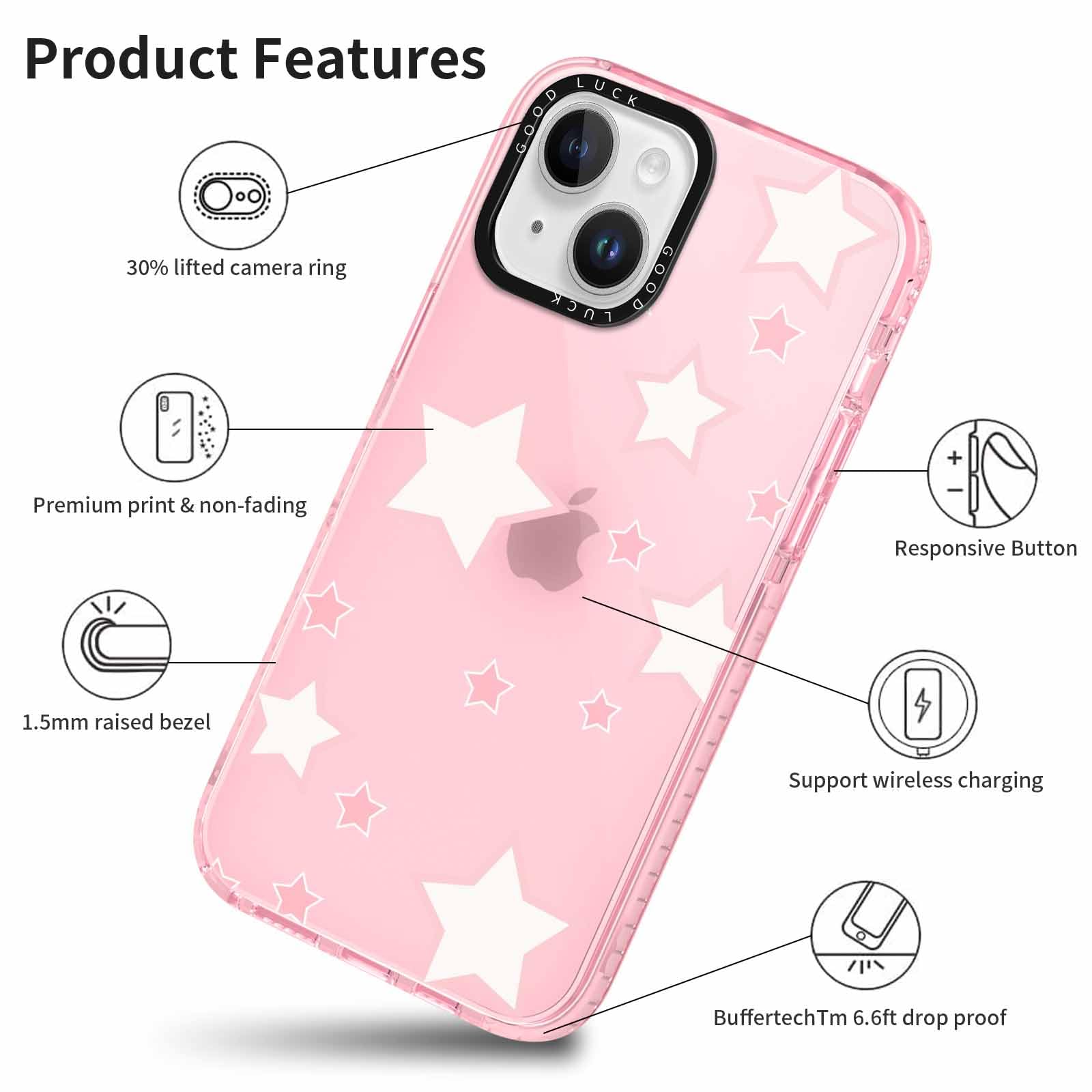 Rumdey 2 Pack Cute Star Girls Woman Phone Case Aesthetic For Iphone 13 Mini 5.4 Inches, Silicone Soft Shockproof Tpu 2 Pcs Bumpe