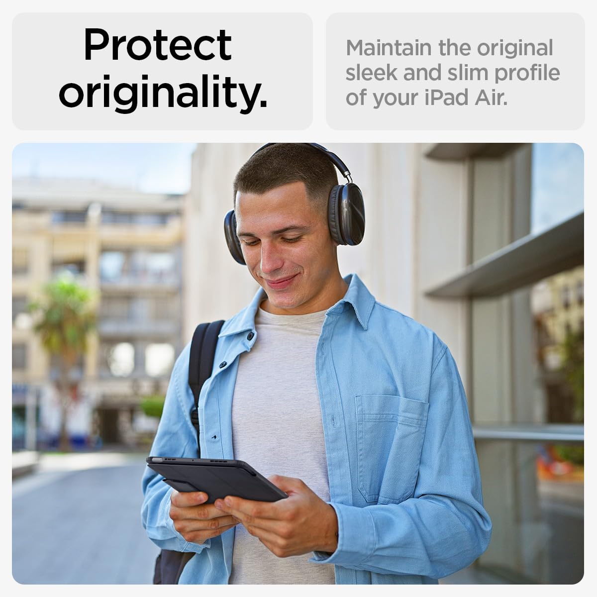 Spigen For Ipad Air 13 Inch Case M3 (2025), Ipad Air 13 Inch Case M2 (2024), Ultra Hybrid Pro Protective Tri Fold Cover Transparent Back And With Pencil Holder, Black