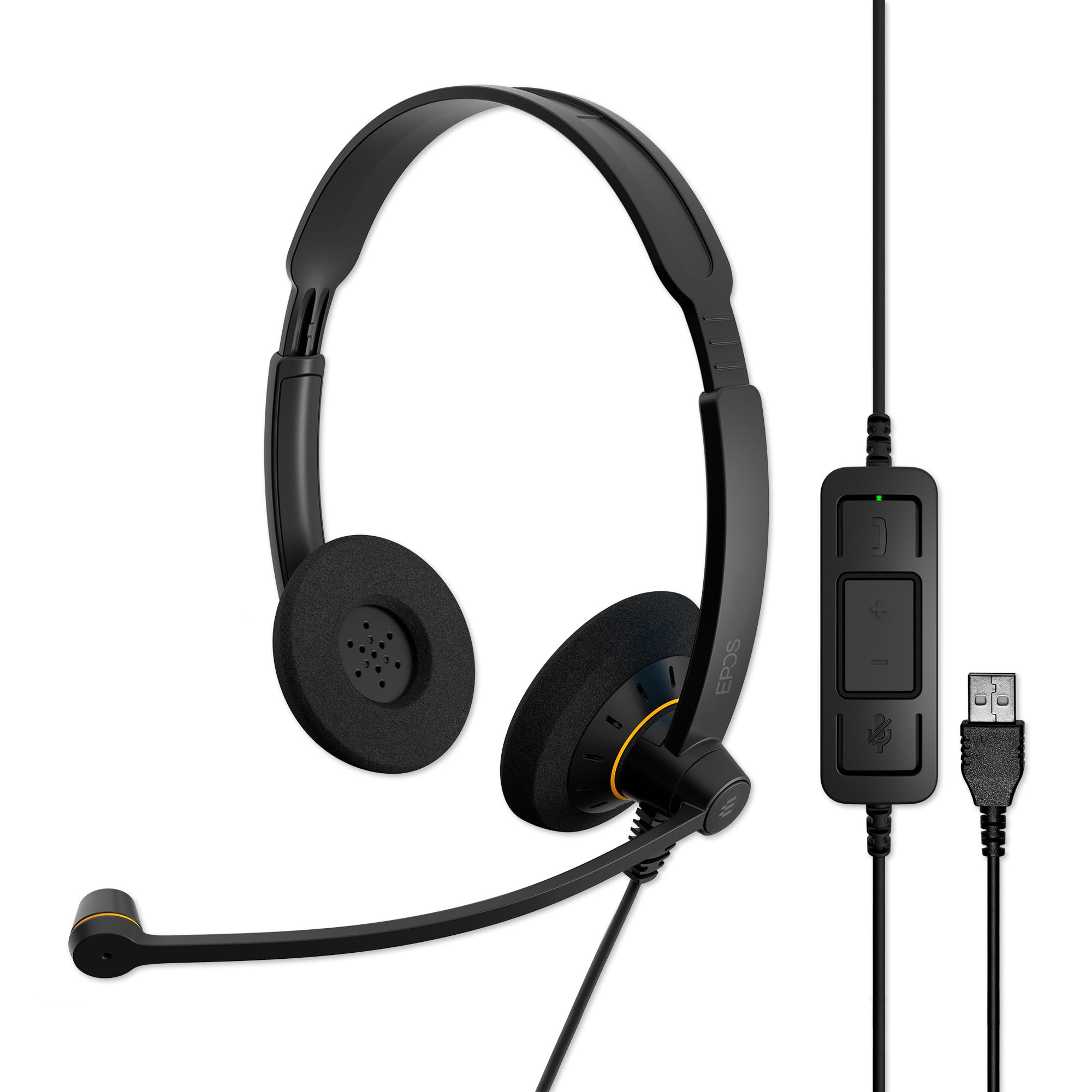 Sennheiser Epos I Impact Sc 60 Usb Ml   Headset   On Ear   Wired   Usb   Black With Orange Colour Highlights