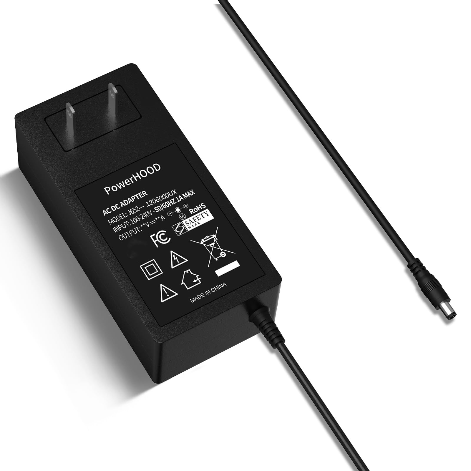 PowerHOOD 19V AC/DC Adapter Compatible with LG 25 27 24 Monitor 24MS550 24MS550-B 25MS550 25MS550-B 27MS550 27MS550-B 27MS500 27