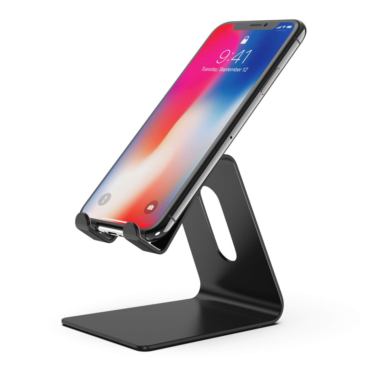 Verigle Cell Phone Holder Black, Compatible With 4 8 Inch Iphone Xs Xr, Tablet, All Android Smartphone