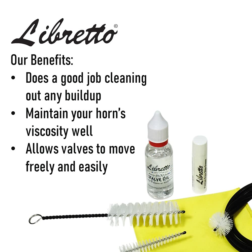 Libretto Brass Valve Oil, Set Of 3, Safety Cap, Premium Lubricant, Long Lasting, Smooth, Odorless, Special Blended Synthetic For