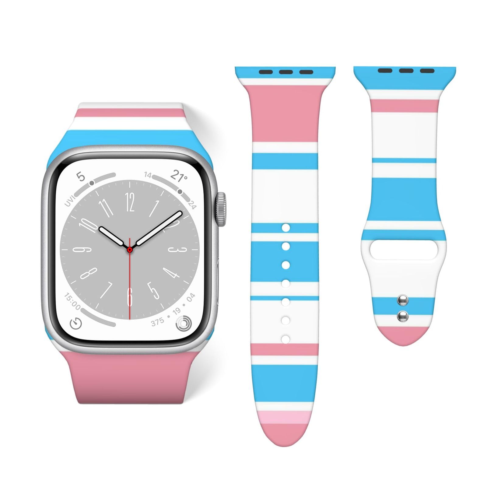 Silicone Replacement Bands Compatible with Apple Watch Transgender Pride Flag Lgbt Pride, Adjustable Straps for Men and Women