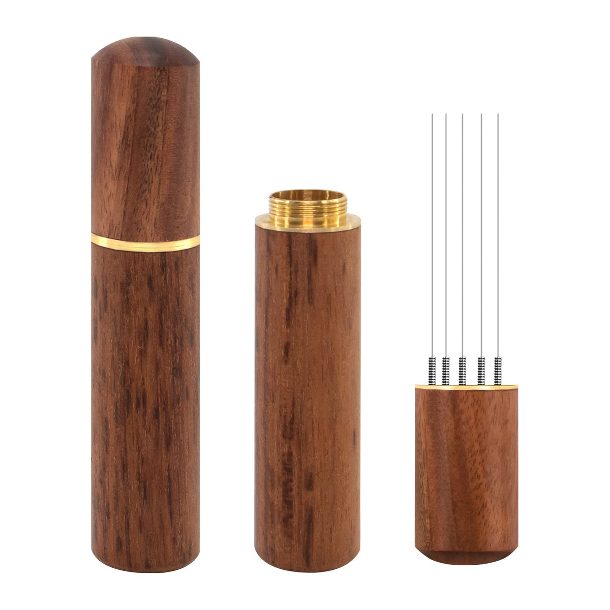 Zolunu Espresso Coffee Stirrer 5 Needles 0.4Mm Espresso Distribution Tools, Natural Wood Handle And Stand (Rosewood)