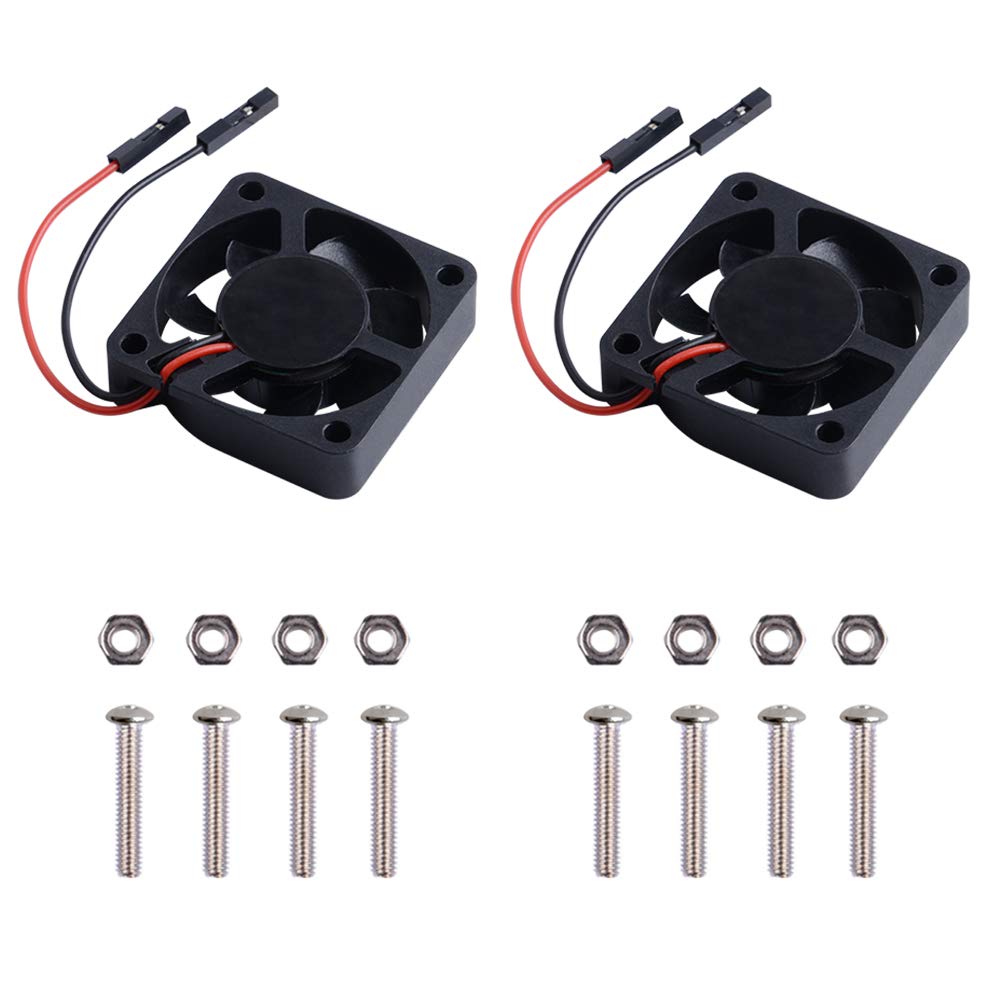 Geeekpi 2Pcs Quiet Fan For Raspberry Pi 4, Pi Cooling Fan 40X40X10Mm 4010 Fan Dc 5V 3.3V Brushless Cpu Cooling Fan Cooler Radiat
