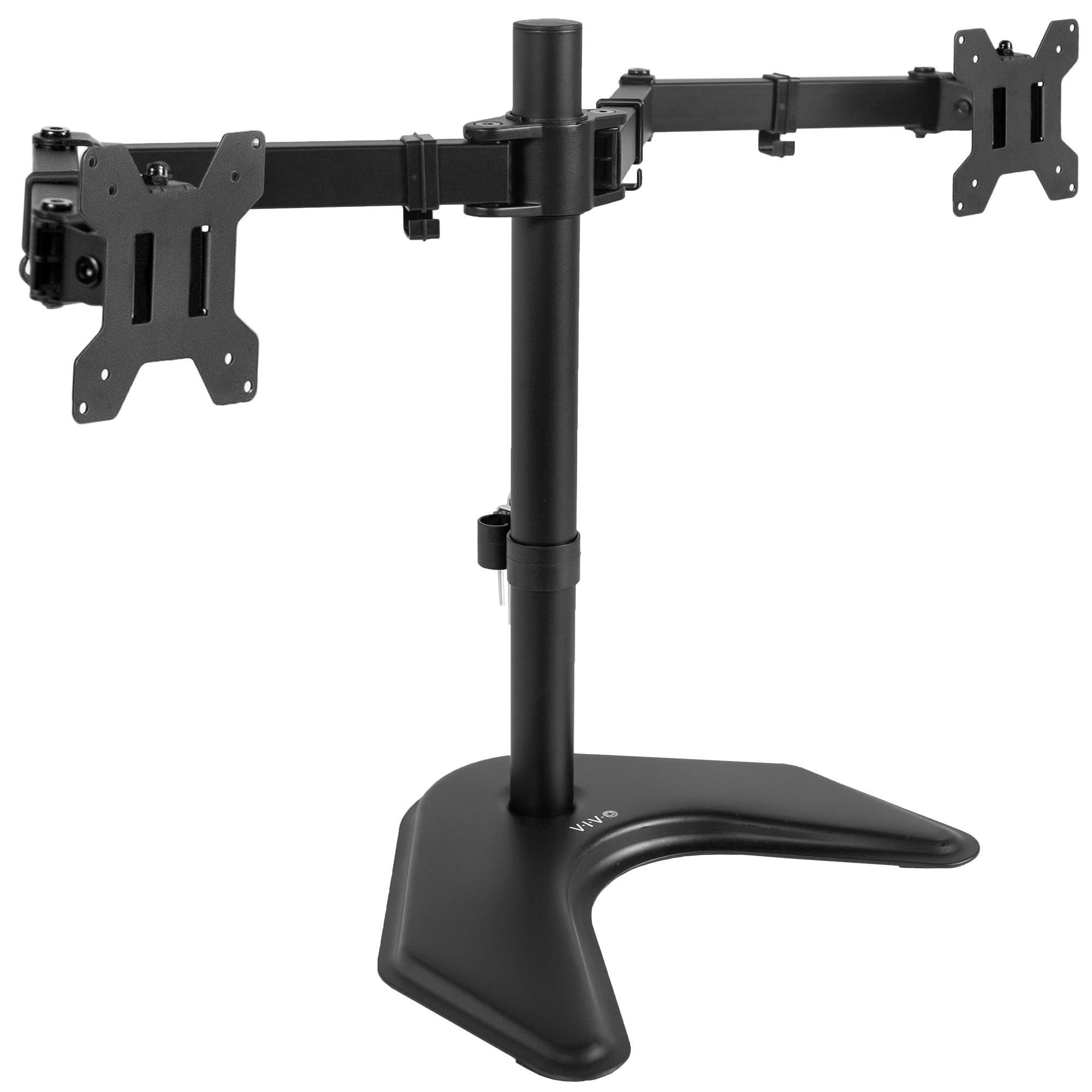 VIVO Dual LED LCD Monitor Mount, Free Standing Desk Stand for 2 Screens up to 32 Inch, Heavy Duty Fully Adjustable Arms with Max VESA 100x100mm, Black, STAND V032F