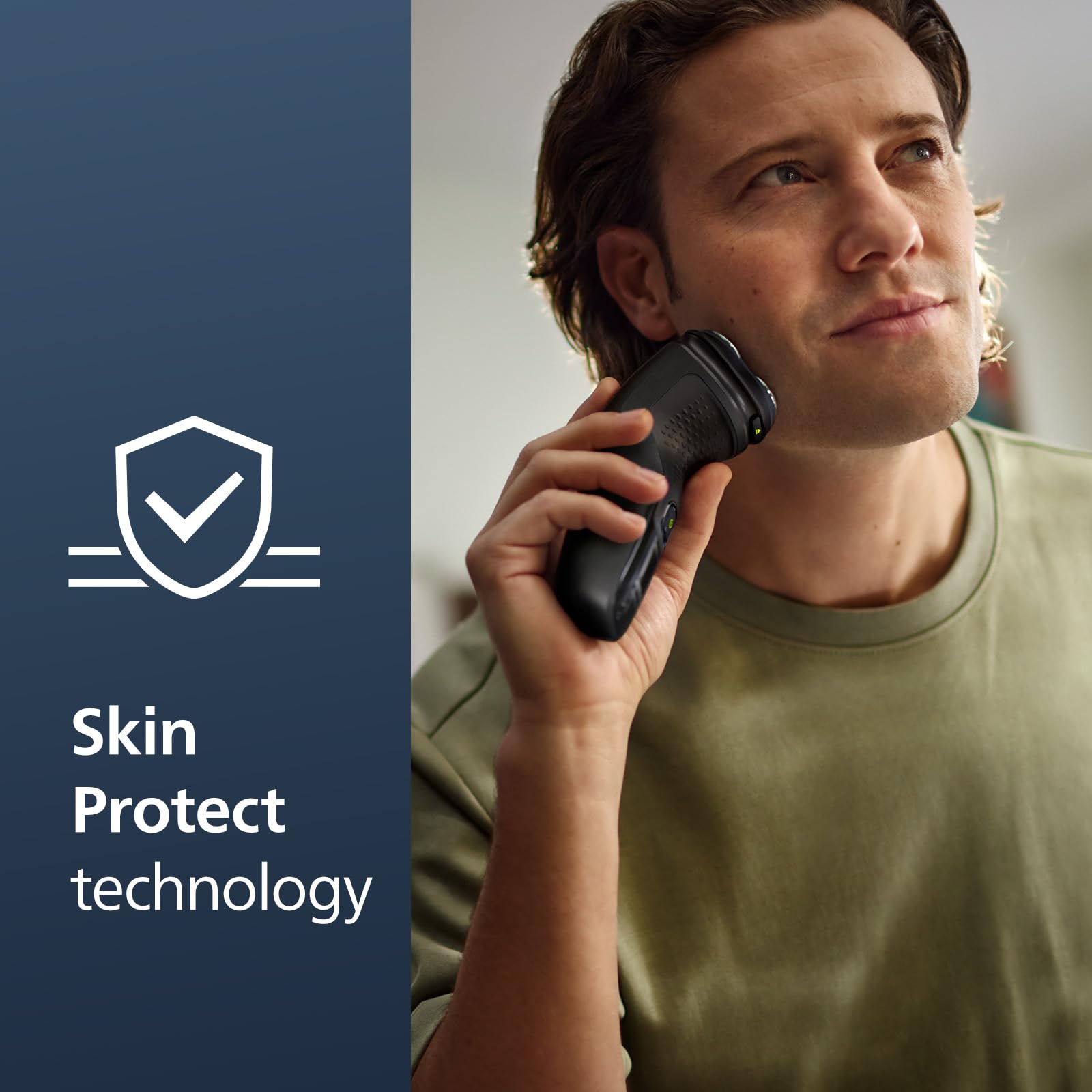 Philips Norelco Shaver 3900 Series, Wet And Dry Electric Shaver, P Cap, Travel Pouch, Charging Stand, Storm Blue, Model S3341/92