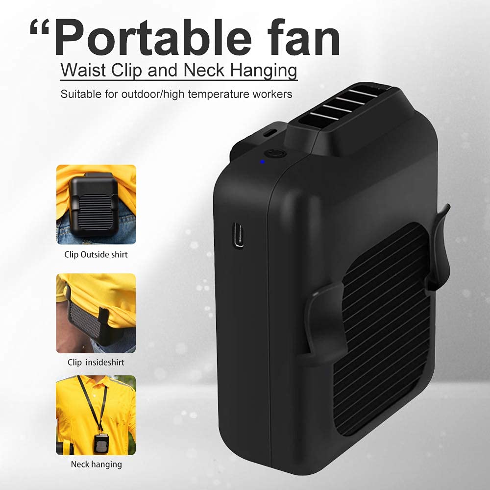 Cazokasi Waist Clip Fan Upto 23Hours 6000Mah Portable Rechargeable Fan Working Cooling Fan Hand Free Personal Fan Wearable Fan F