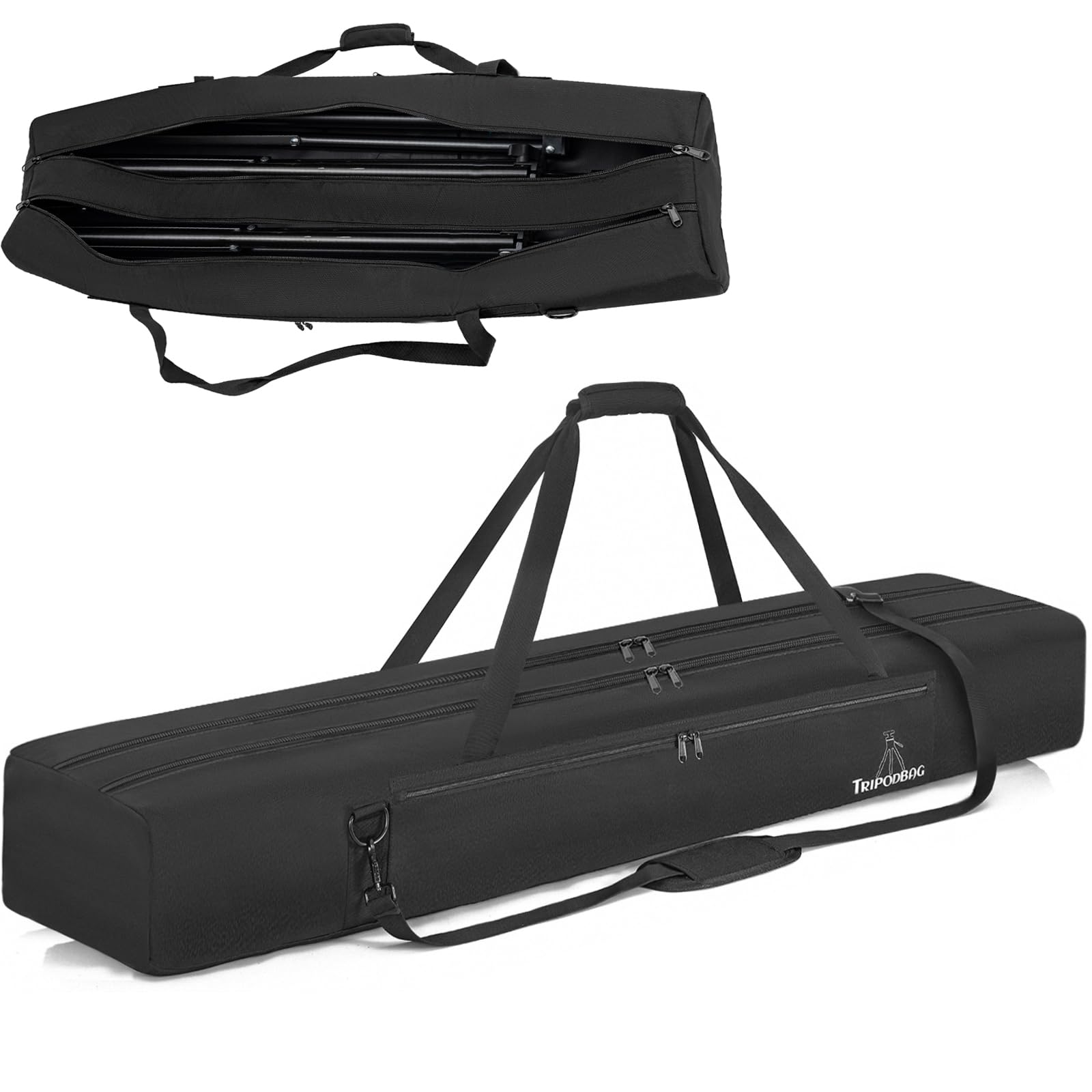 TORIBIO 58.1 Multifunctional Tripod Bag, Heavy Duty Tripod Carrying Case with Dual Compartment for Music Stand, Mic Stand, Speak
