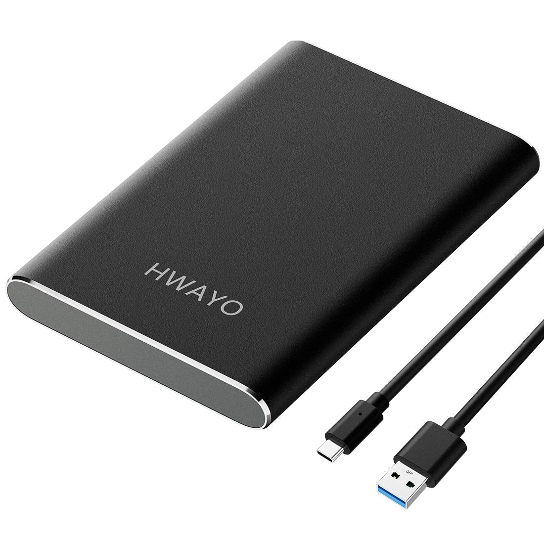 Hwayo 500Gb Portable External Hard Drive, Usb3.1 Gen 1 Type C Ultra Slim 2.5'' Hdd Storage Compatible For Pc, Desktop, Laptop, Mac, Xbox One (Black)