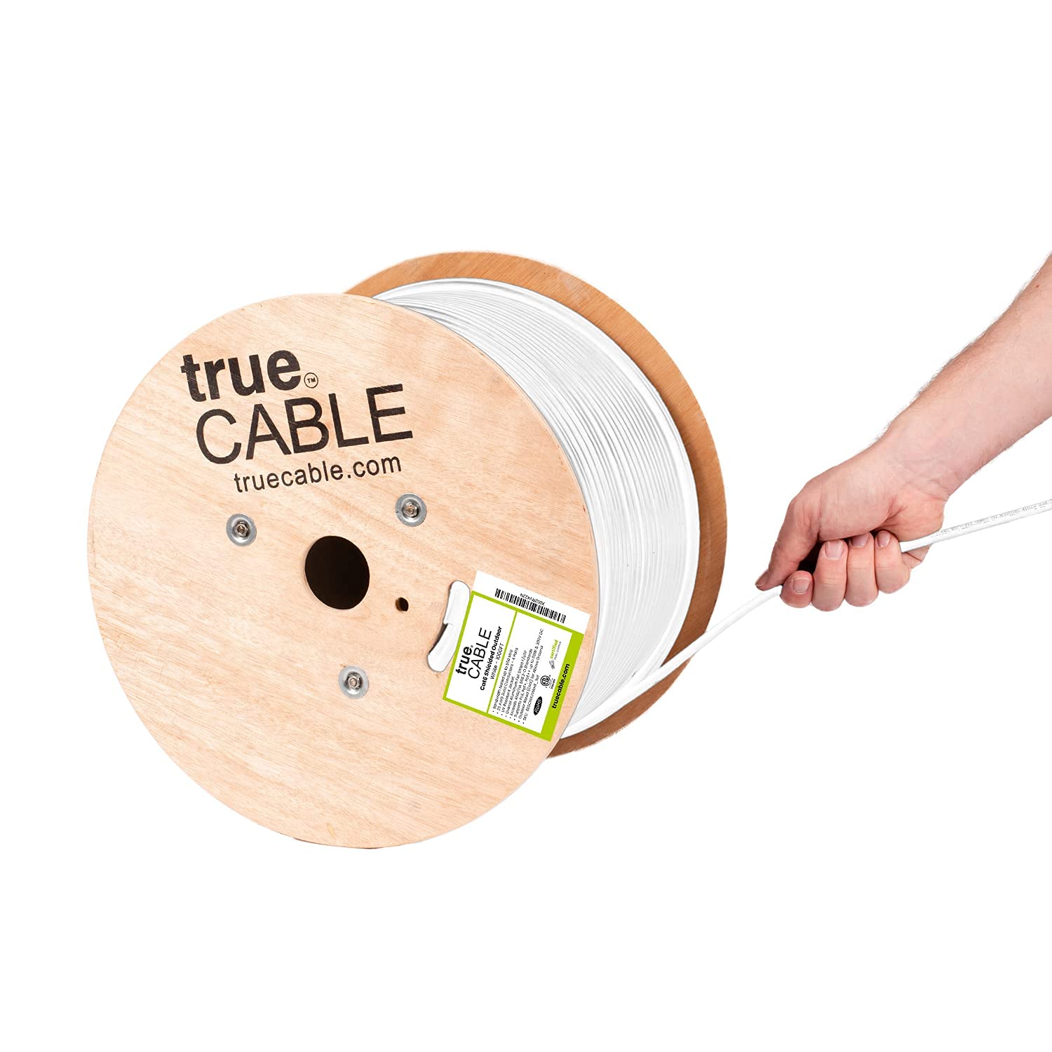 Truecable Cat6 Outdoor, Shielded F/Utp, 1000Ft, Uv Resistant, Cmx Rated, White, 23Awg Solid Bare Copper, 550Mhz, Poe++ (4Ppoe), Etl Listed, Bulk Ethernet Cable