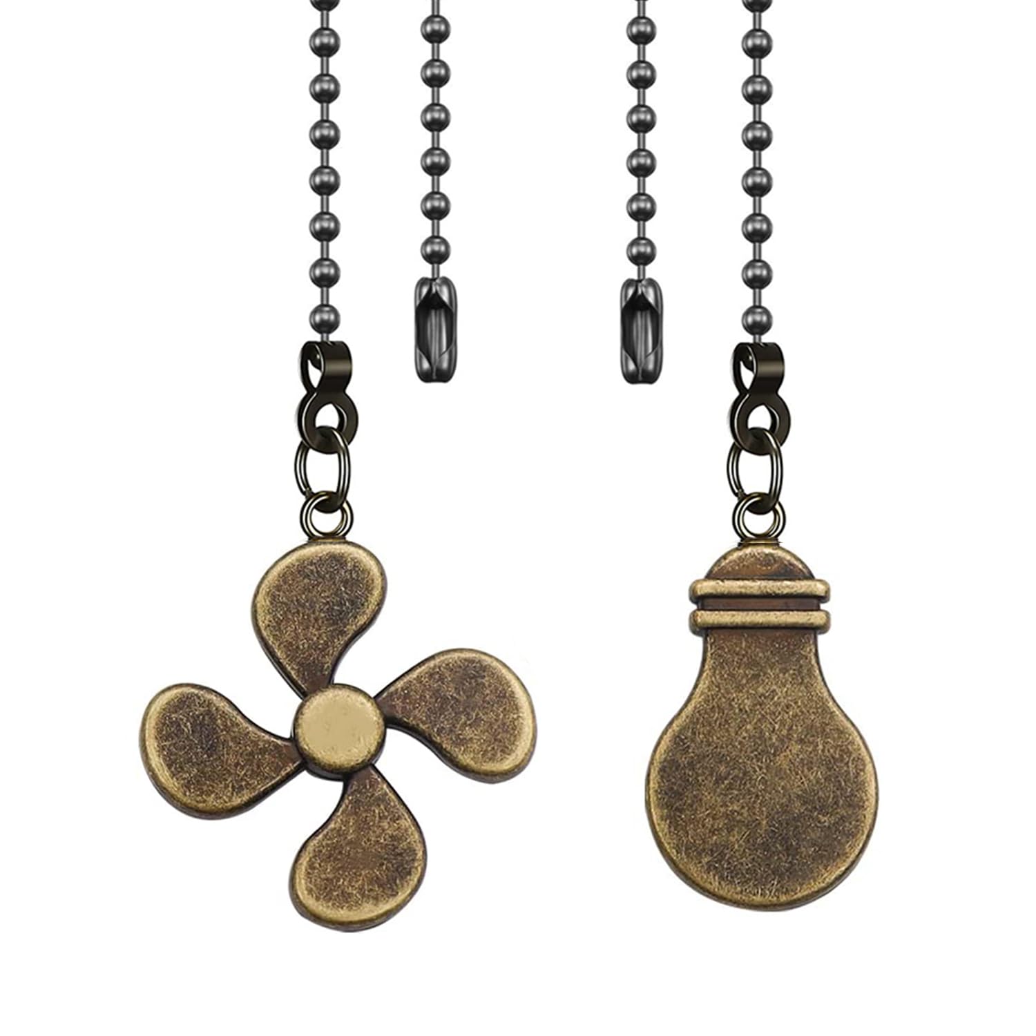 Dotlite 2Pack Metal Fan Light Pull Chains,3Mm Diameter Beaded Decorative Ceiling Fan Pull Chain Pendant Extension,12In Fan And B