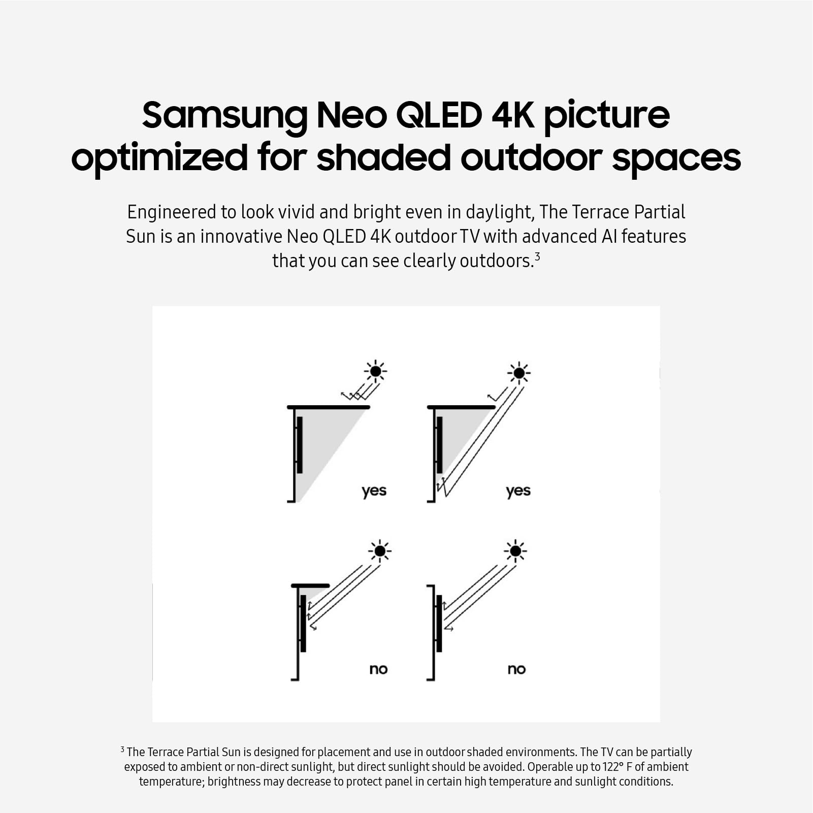 Samsung 55-Inch Class Neo Qled 4K The Terrace Partial Sun, Quantum Hdr+, Dolby Atmos, Wide Viewing Angle, Weather Resistant, Ant
