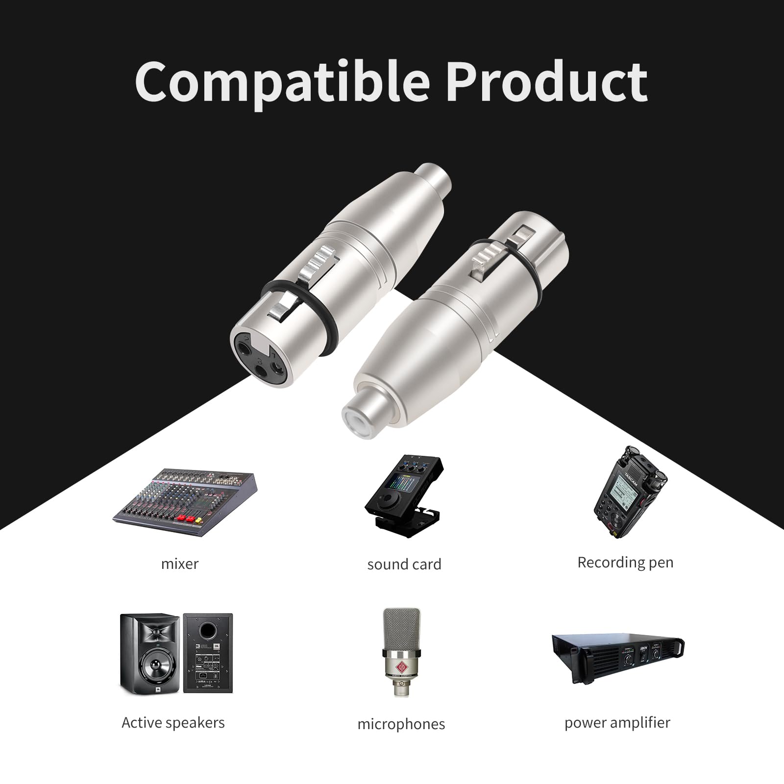 Szlliyxs 4 Pack Xlr To Rca Adapter,3 Pin Xlr Female To Rca Female Adapter Converter Gender Changer Audio Coupler Connector,Xlr A