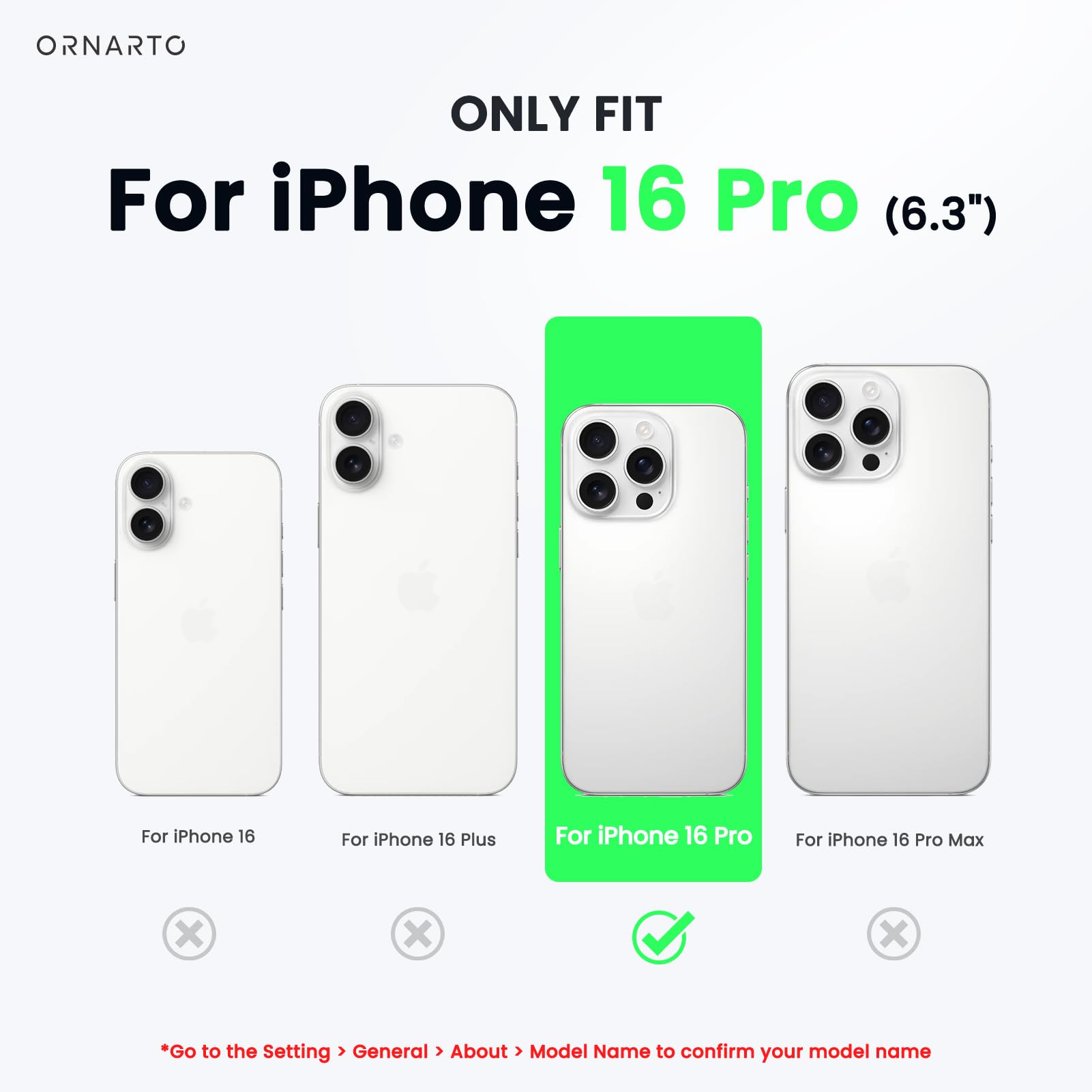 Ornarto Vortuxe For Iphone 16 Pro Case 6.3'' | 2X Mil Std Drop Protection | Compatible With Magsafe | Sleek Aesthetic Liquid Sil