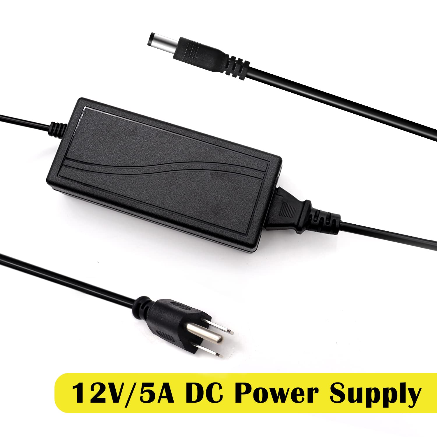 Tnuocke 3 Prong Security Camera Power Adapterm,12V 5A 100V 240V Camera Power Adapter 8 Way Power Splitter Cable For Cctv/Camer/D