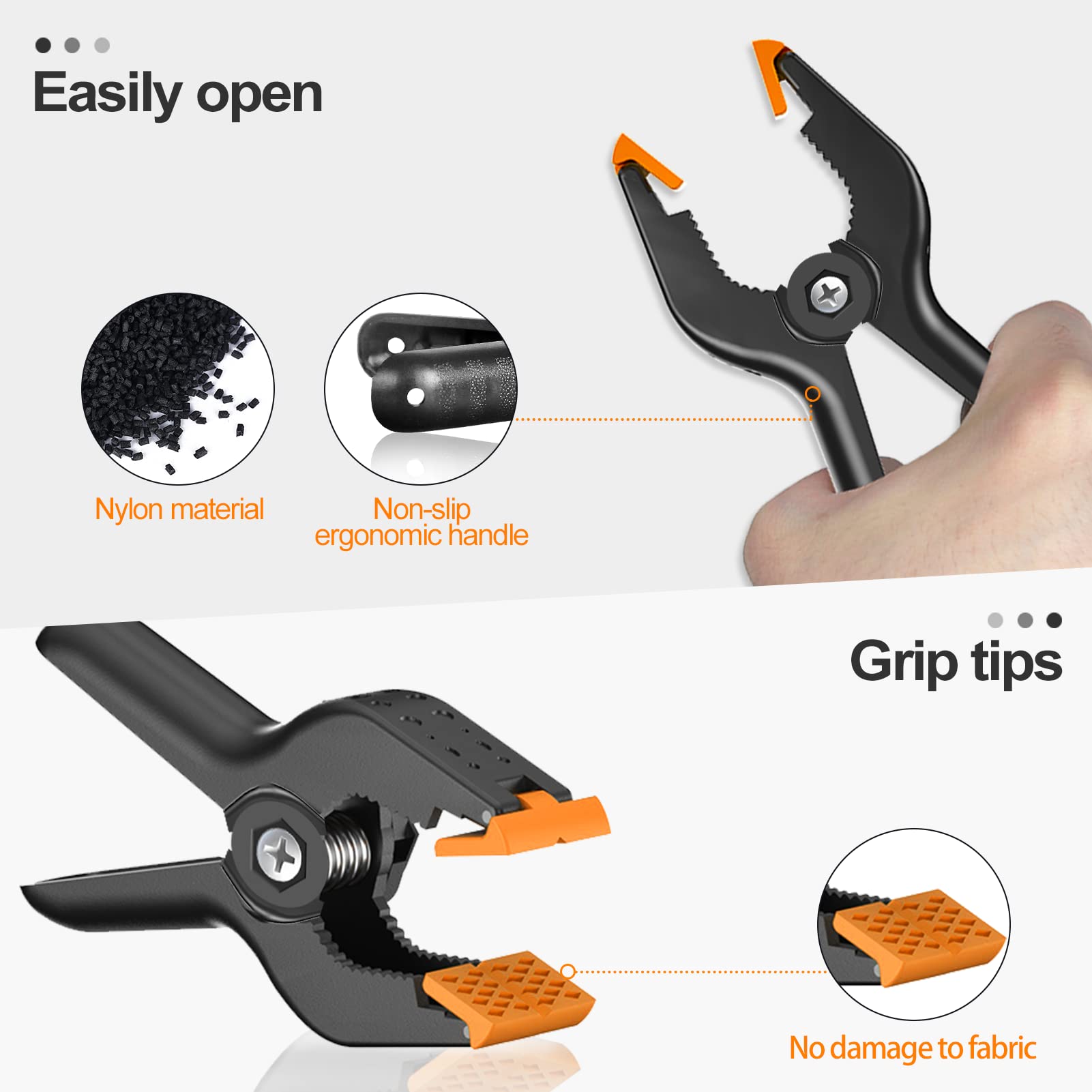 Emart 6 Pack Heavy Duty Muslin Spring Clamps, 4.5 Inch Photo Booth Backdrop Clips For Photography Studio