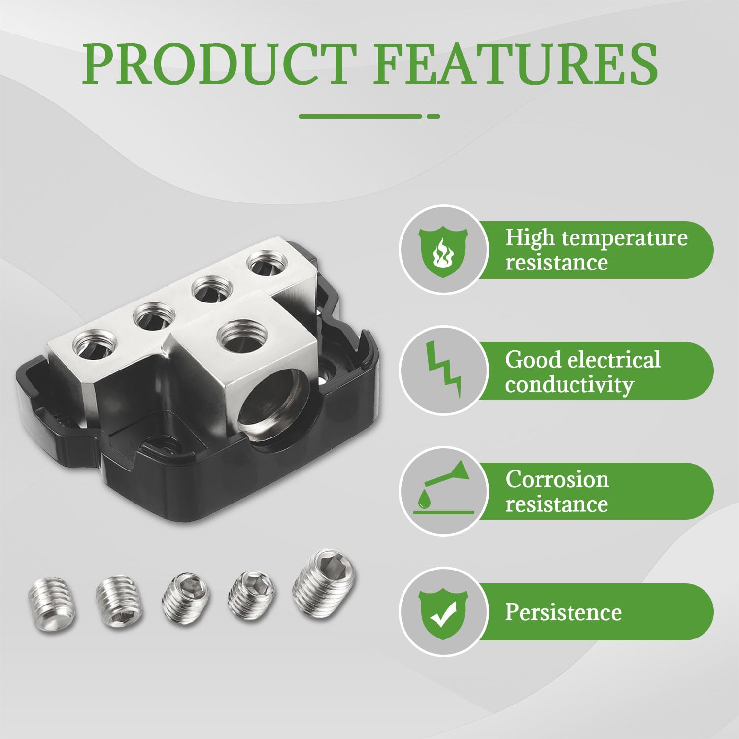 Bojack 4 Way Power Distribution Connecting Block 1X0/2/4 Gauge Input 2X4/8 Gauge Output Power Distribution Block For Car Amplifi