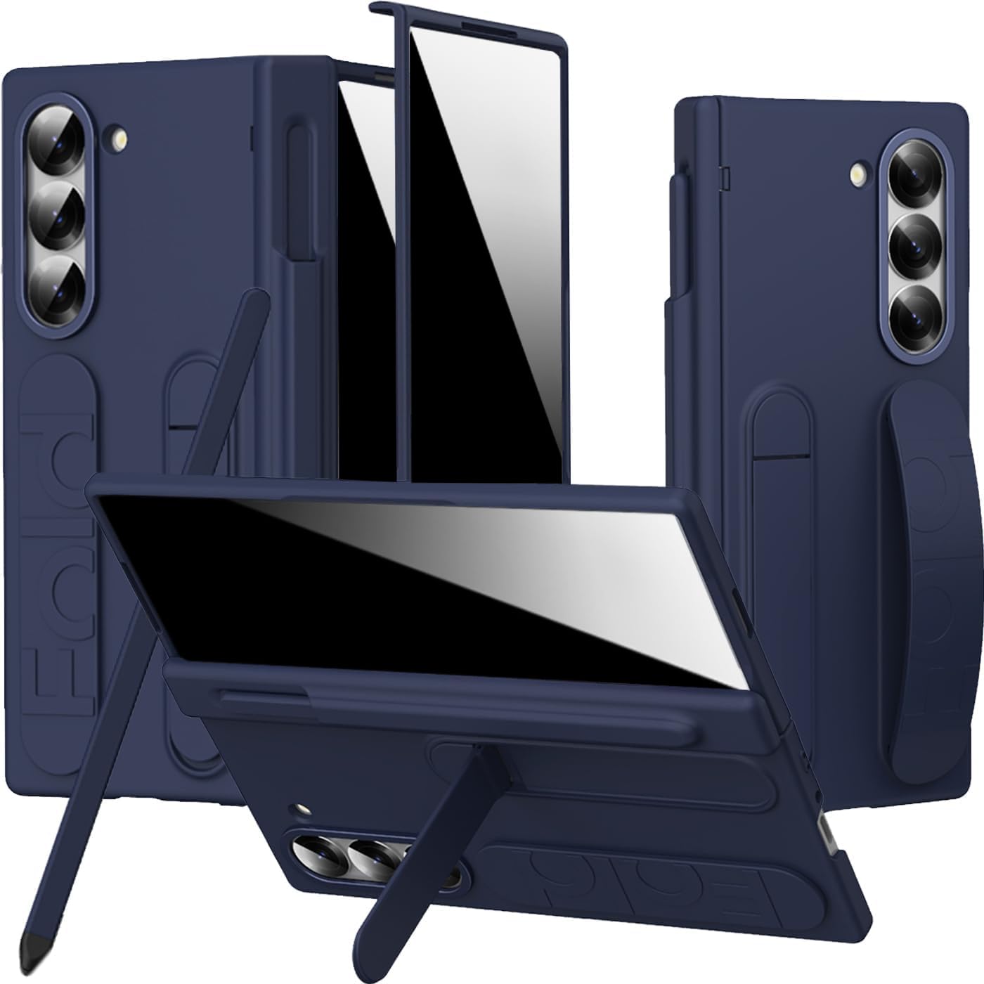 NINKI Stylus for Samsung Galaxy Z Fold 7 Case with Pen Holder & Wrist Strap, Full Body Hinge + Privacy Screen Protection for Gal