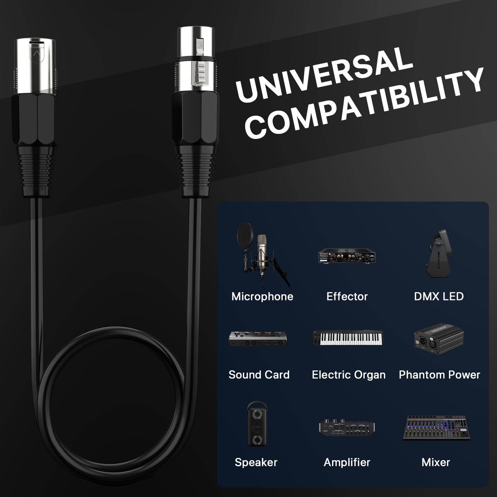 Ebxya Xlr Cable 6Ft 4 Packs - Balanced Microphone Cable With 3-Pin Xlr Male To Female Mic Speaker Cable, Black