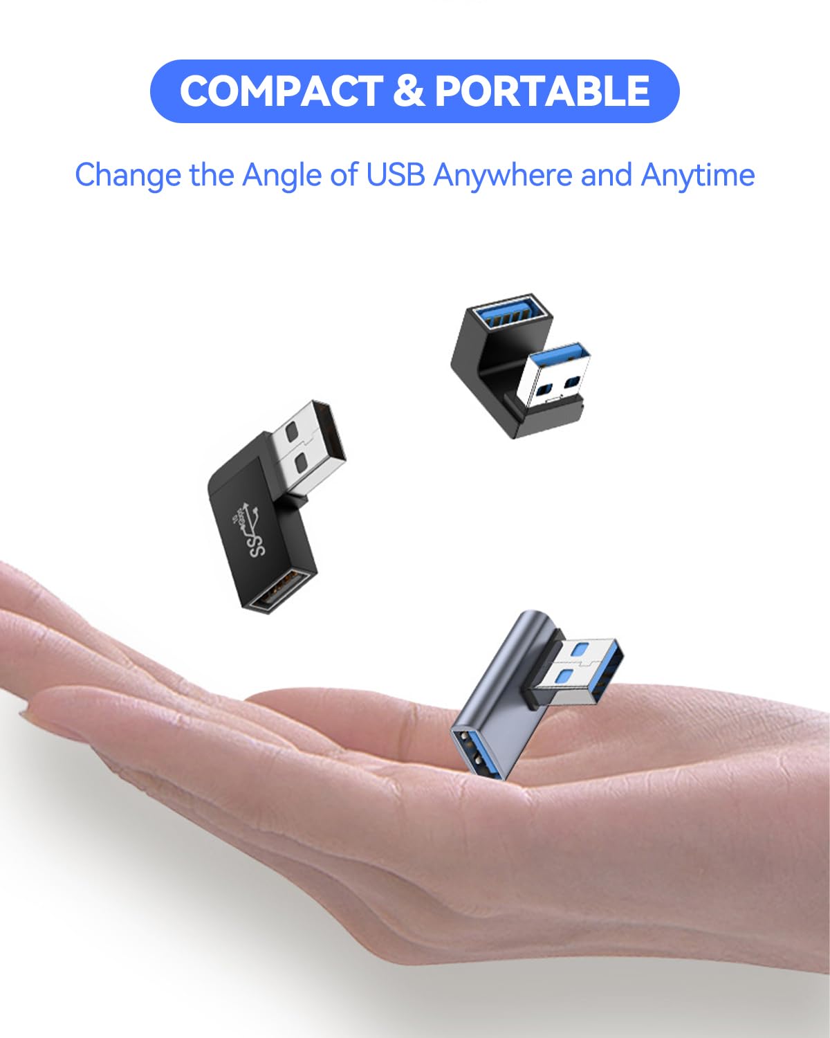 Herfair U Shape Usb Adapter (2 Pack) 180 Degree Usb 3.1 Male To Female Extender 10Gbps Usb Port Converter Direction Changer Supports Otg For Pc, Laptop, Usb Charger, Raspberry Pi And More (Style C)