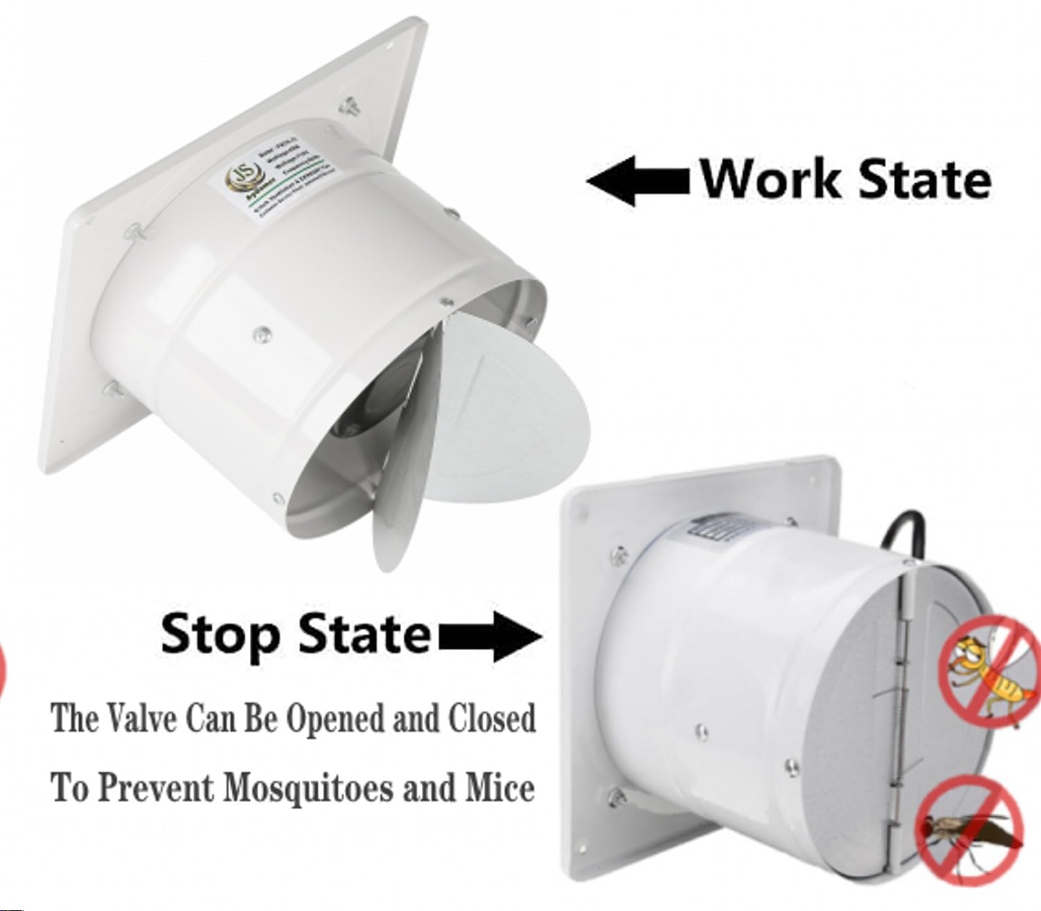 Aydomer 6 Inch Exhaust Fan 42W Through Wall Installation Ventilation Fan 110V Exhaust Smoke Fan Ventilation For Kitchen, Bathroo