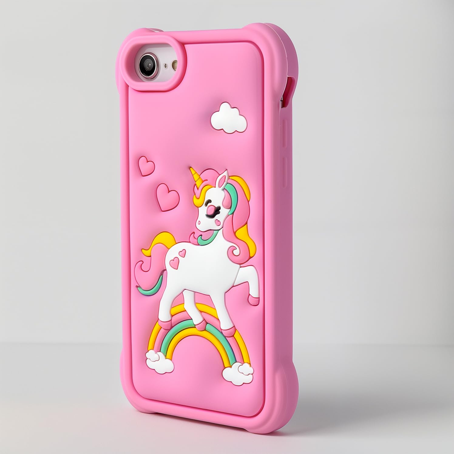 Mouzor Cute Pink Rainbow Unicorn Case Compatible With Iphone Se 2020/ Se 2022, Kawaii Horse Iphone 6/ 6S/ 7/8 Cases, Funny Anima