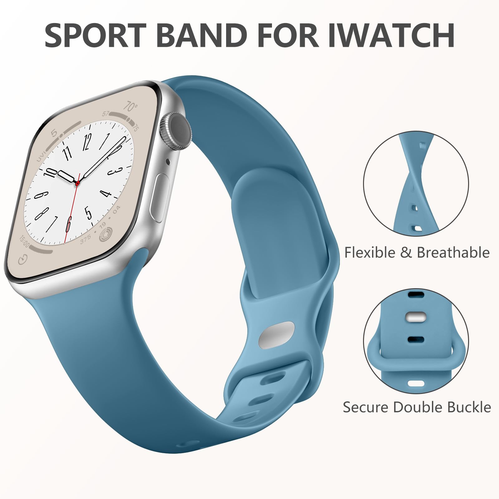 Daqin Sport Band Compatible With Apple Watch Band 41Mm 38Mm 40Mm 42Mm For Women Men, Soft Silicone Waterproof Replacement Strap