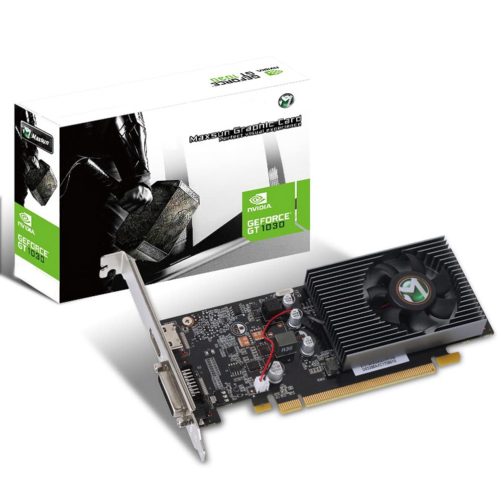 Maxsun Geforce Gt 1030 2Gb Gddr5 64-Bit Video Graphics Card Gpu Pcie 3.0 Directx 12 Itx Hdcp Dvi Hdmi Sff Low Profile Ready