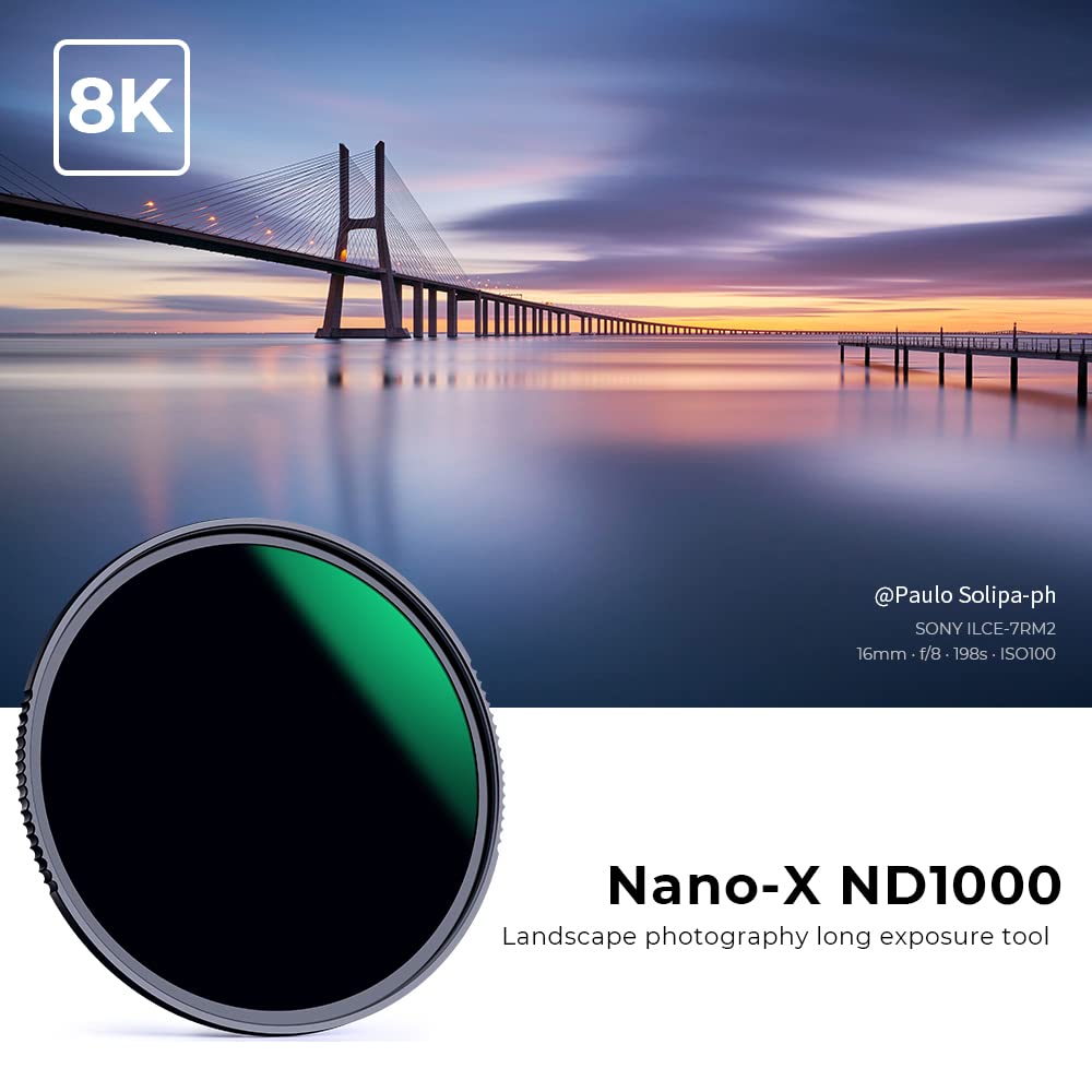 K&F Concept 58Mm Nd1000 (10 Stop Fixed Neutral Density Filter) Nd Lens Filter, 28 Multi Layer Coatings Waterproof Scratch Resistant Super Slim For Camera Lens (Nano X Series)