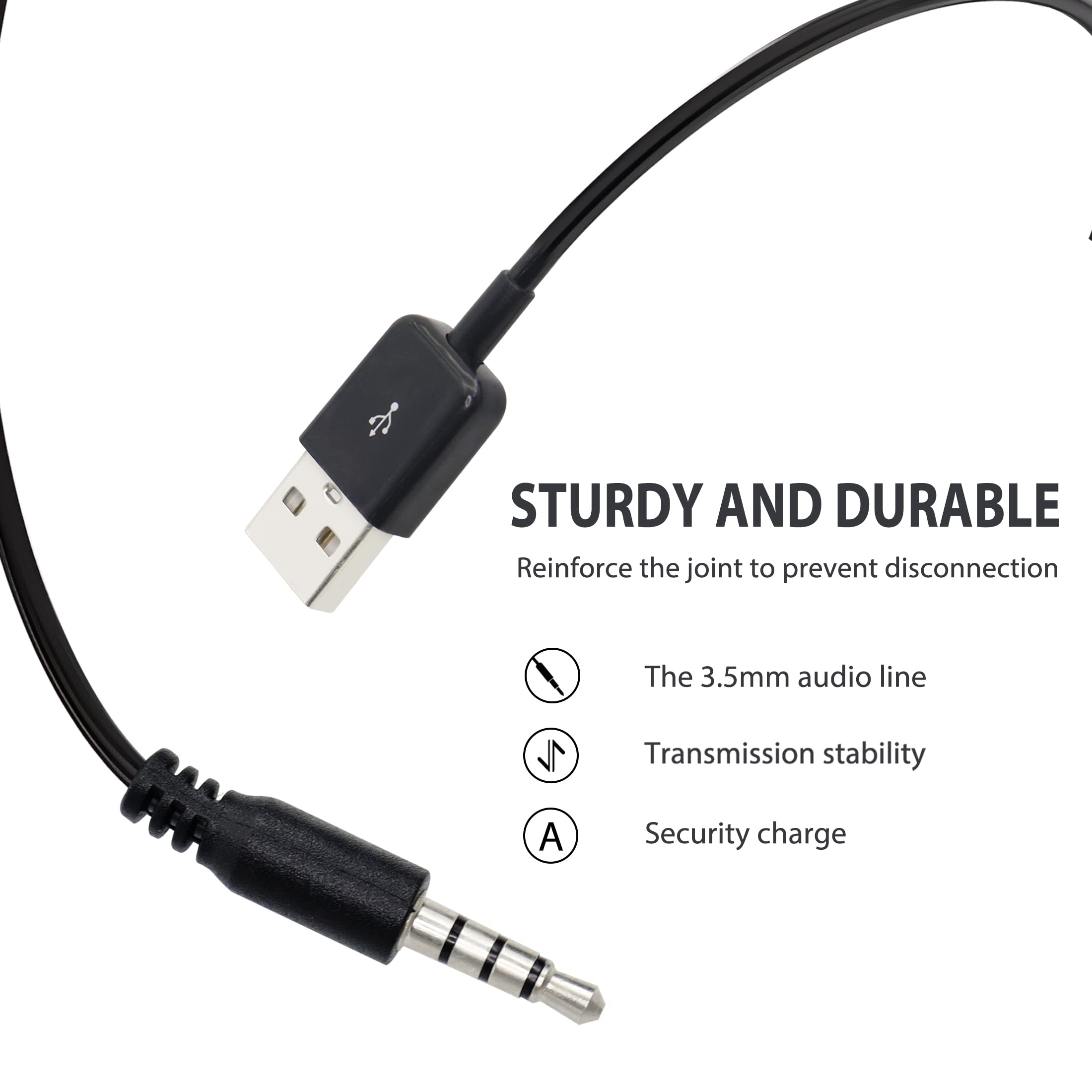 Yacsejao Usb To 3.5Mm Audio Jack Coiled Cable, Male Aux To Usb 2.0 Adapter Cord For Mp3 Players, Headphones