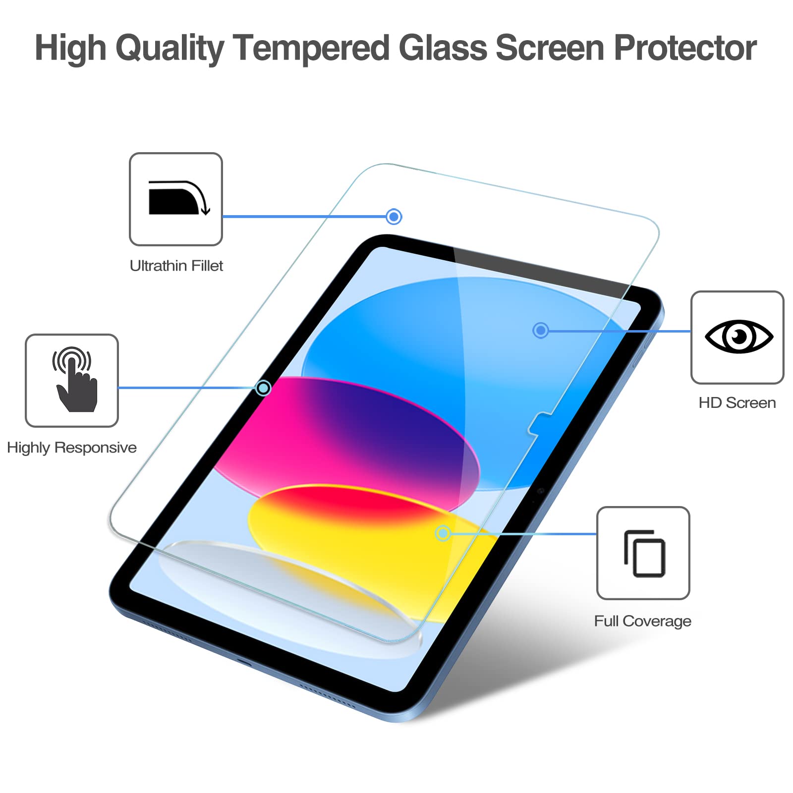 Procase 10 Pack Screen Protector For Ipad 10Th Generation 2022 A2696/A2757/A2777 10.9 Inch, Tempered Glass Film Guard For Ipad 10  Clear
