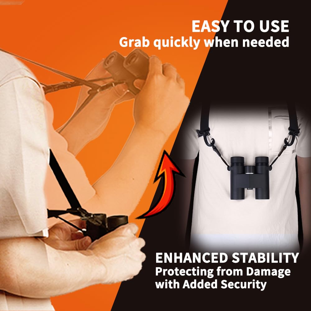 Oufabe Binocular Harness Strap, Binocular Strap, Adjustable And Deluxe Binoculars Harness For Hunting, Cross Binocular Straps Ha