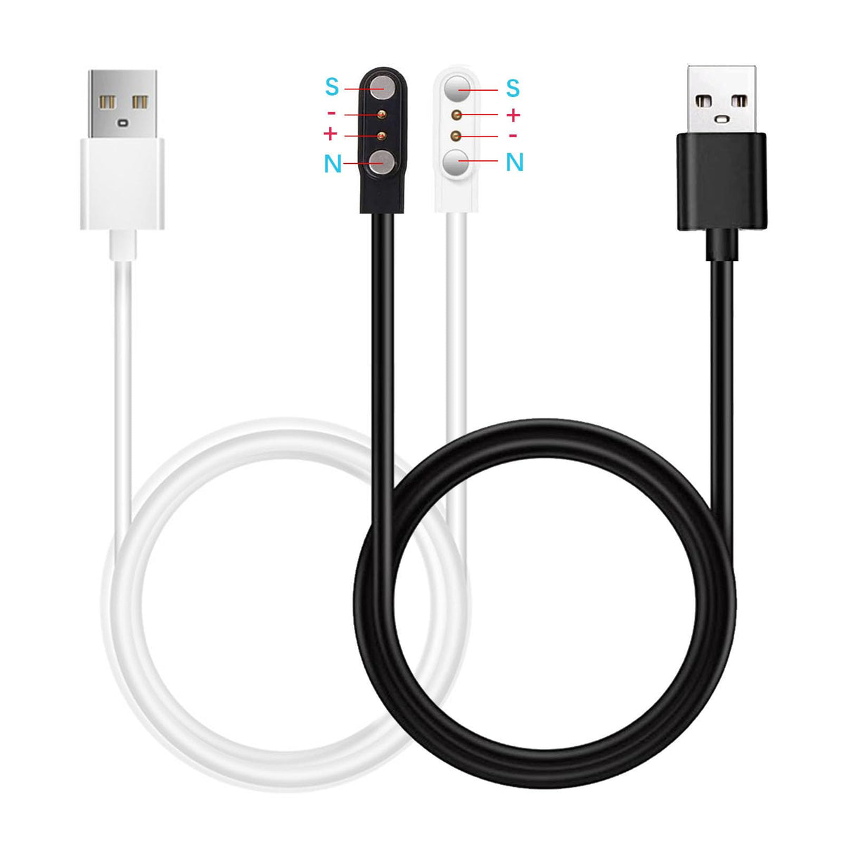 Xininyia Compatible For Rohs Smart Watch Charger, 2 Pin/2-Pack [Model A + Model B, One Fit] 4Mm Magnetic Usb Charging Cable For 