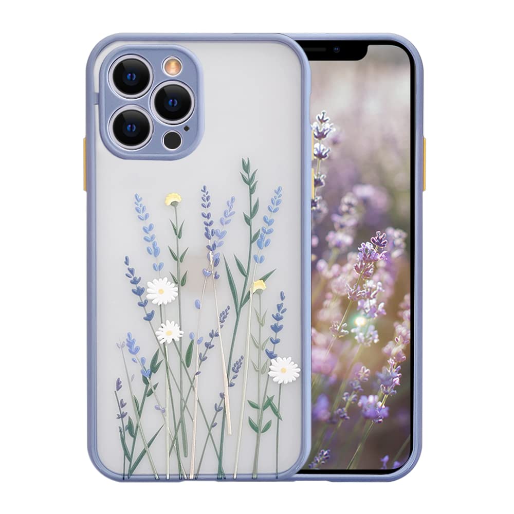 Ownest Compatible With Iphone 13 Pro Max Case For Clear Flowers Frosted Pc Back 3D Floral Girls Woman And Soft Tpu Bumper Protec