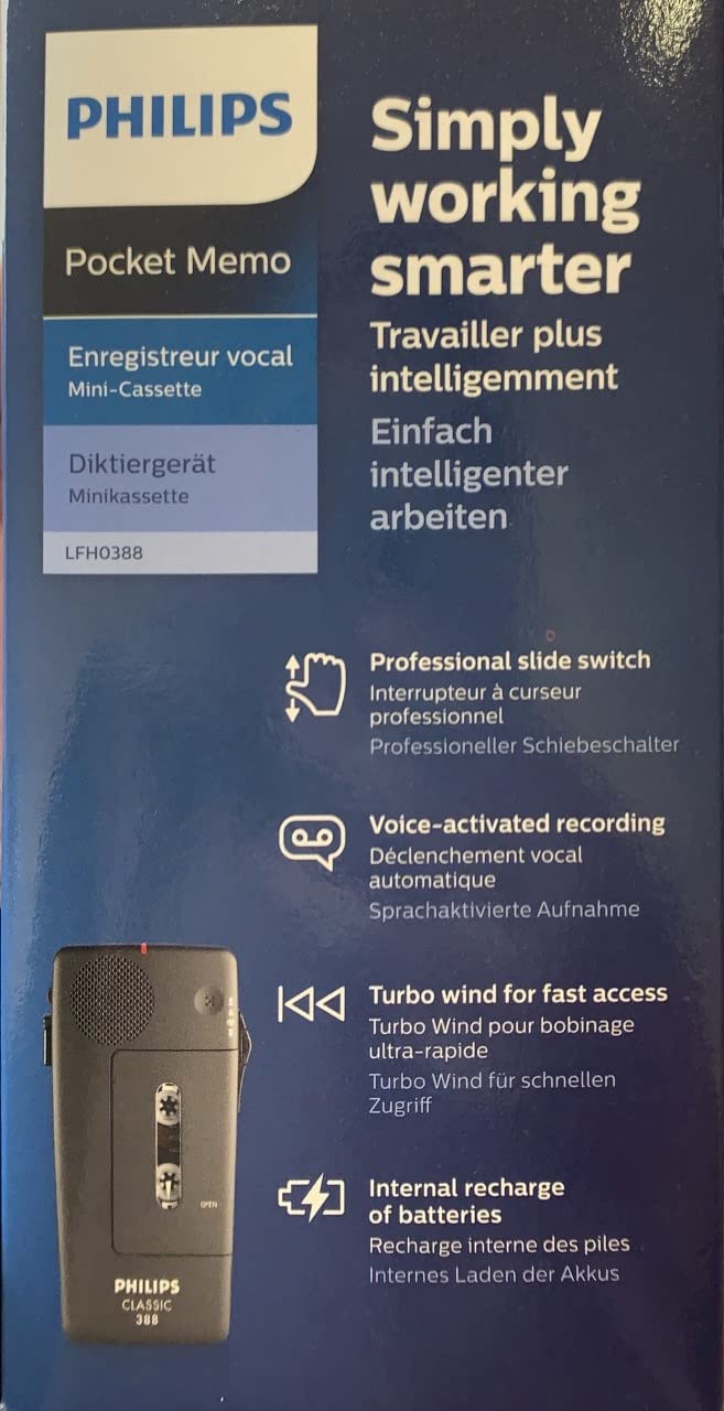 Psplfh038800B   Pocket Memo 388 Slide Switch Mini Cassette Dictation Recorder